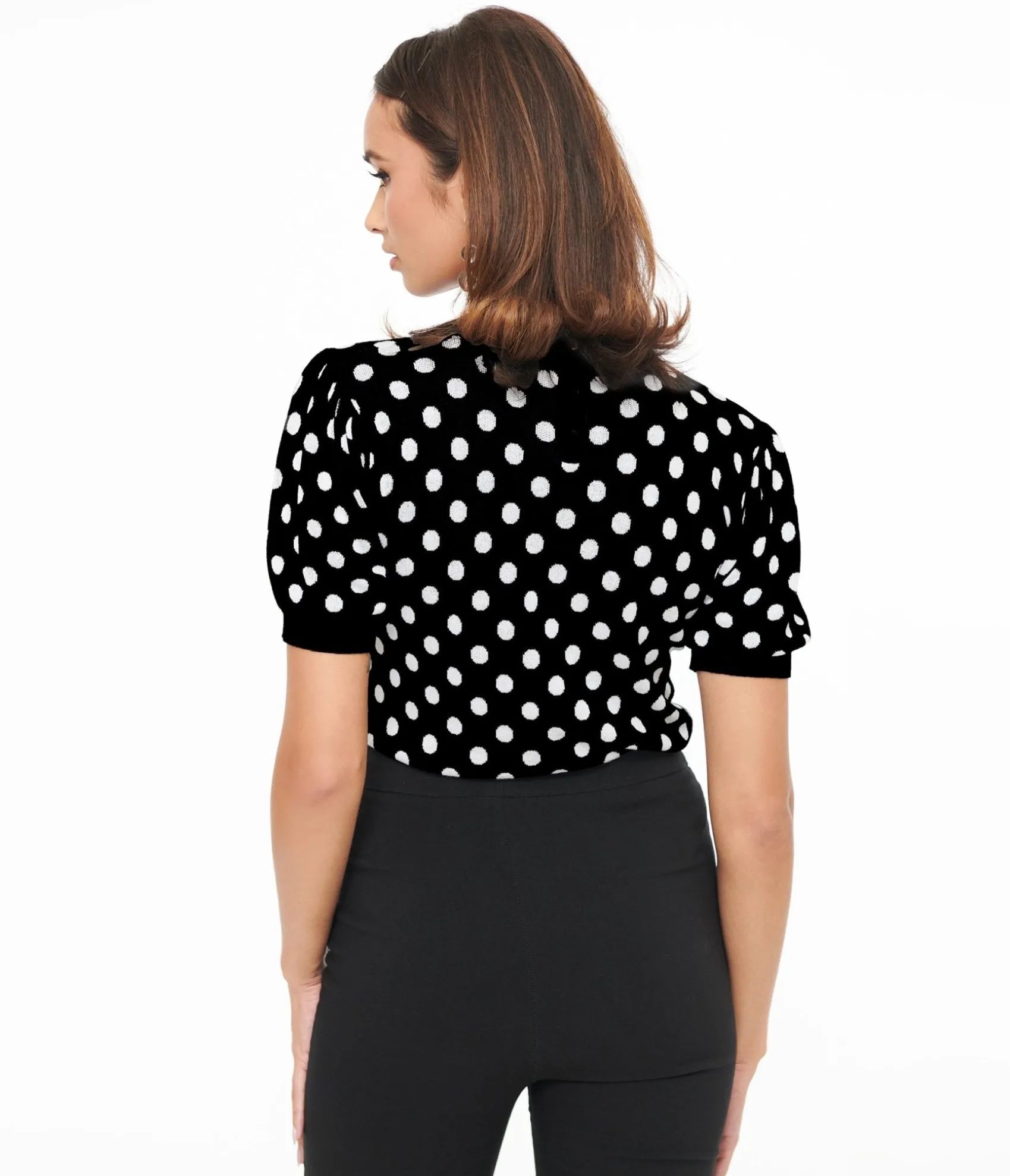 Unique Vintage Disney Mickey & Friends Collection by Black & White Polka Dot Mickey Mouse Cutout Sweater Shop