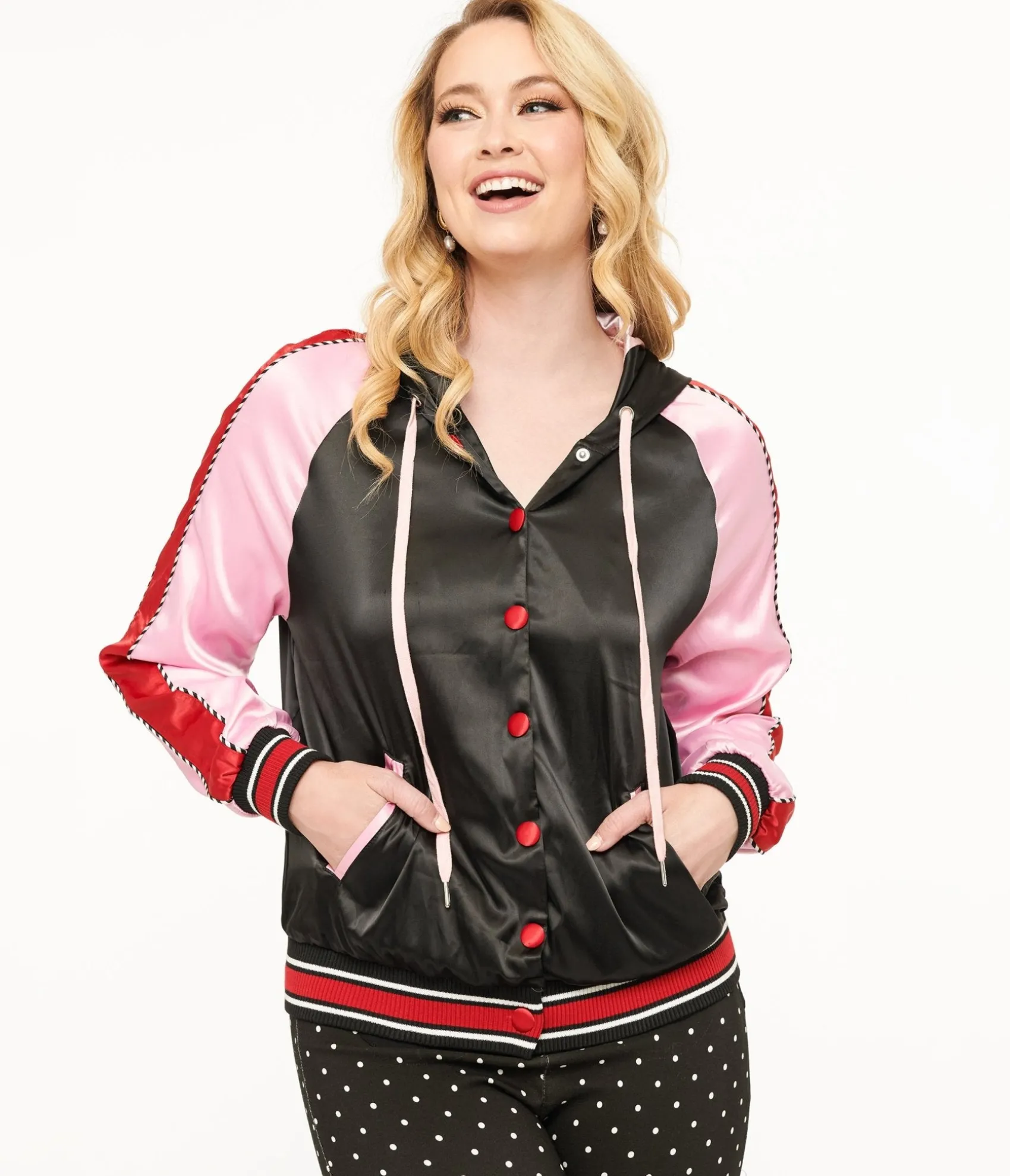 Unique Vintage Disney Mickey & Friends Collection by Minnie Mouse Hooded Satin Bomber Jacket Flash Sale