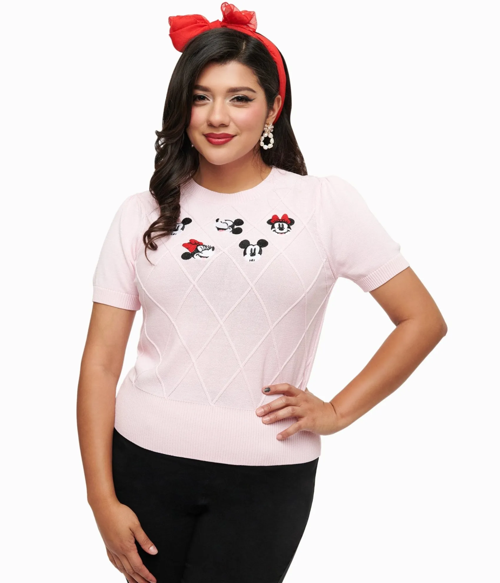 Unique Vintage Disney Mickey & Friends Collection by Pink Mickey & Minnie Sweater Flash Sale