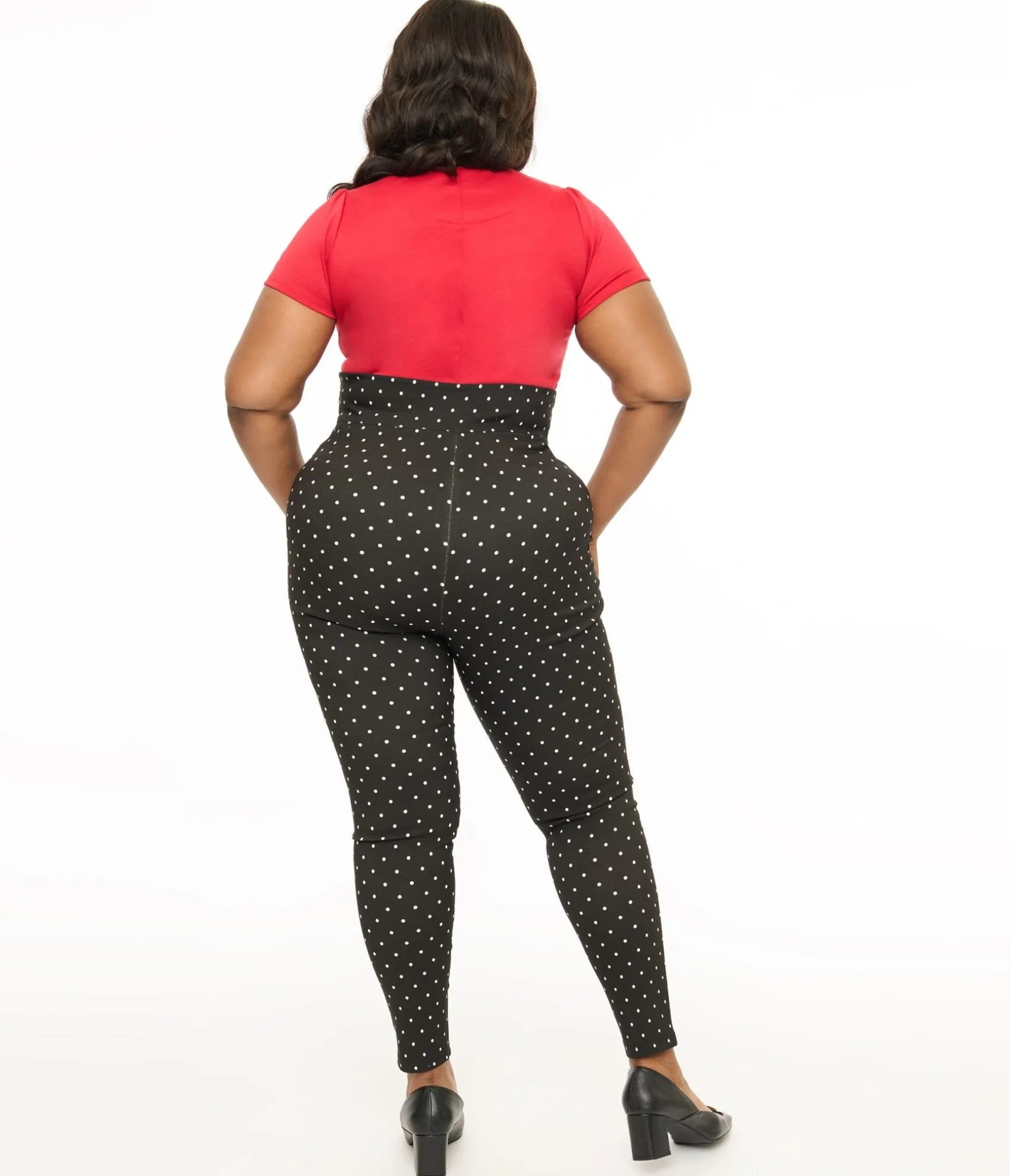 Unique Vintage Disney Mickey & Friends Collection by Plus Size Black & White Pin Dot Mickey & Minnie Mouse Pocket Rizzo Cigarette Pants Shop
