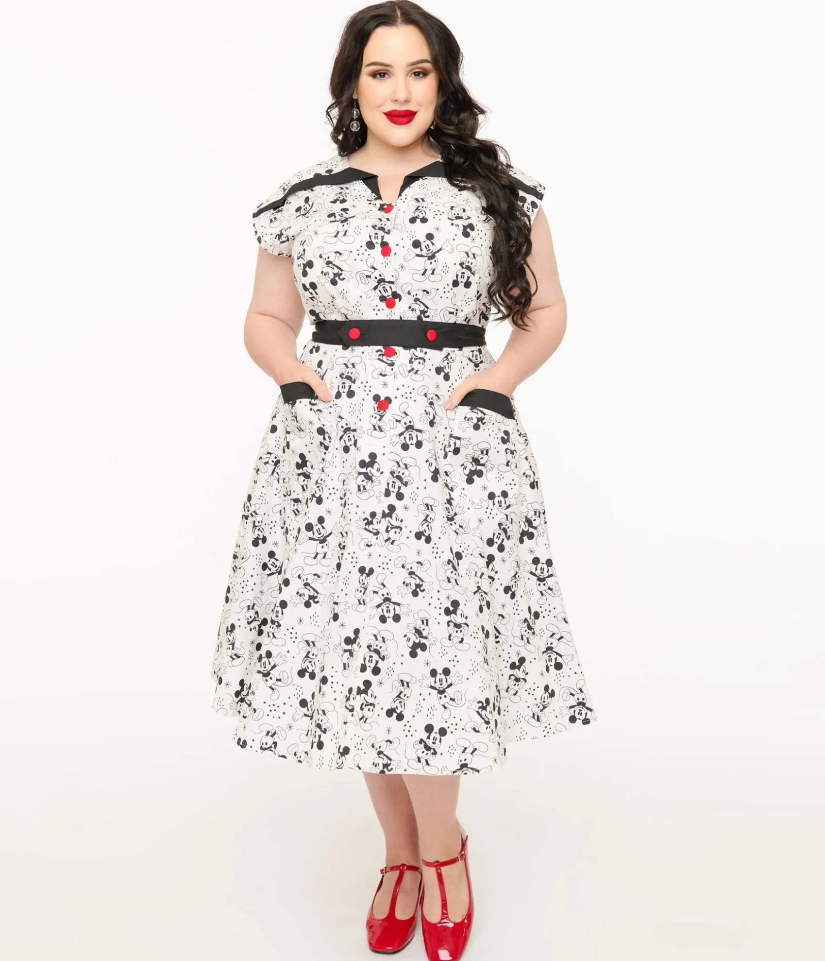 Unique Vintage Disney Mickey & Friends Collection by Plus Size Mickey Mouse Hedda Swing Dress Outlet