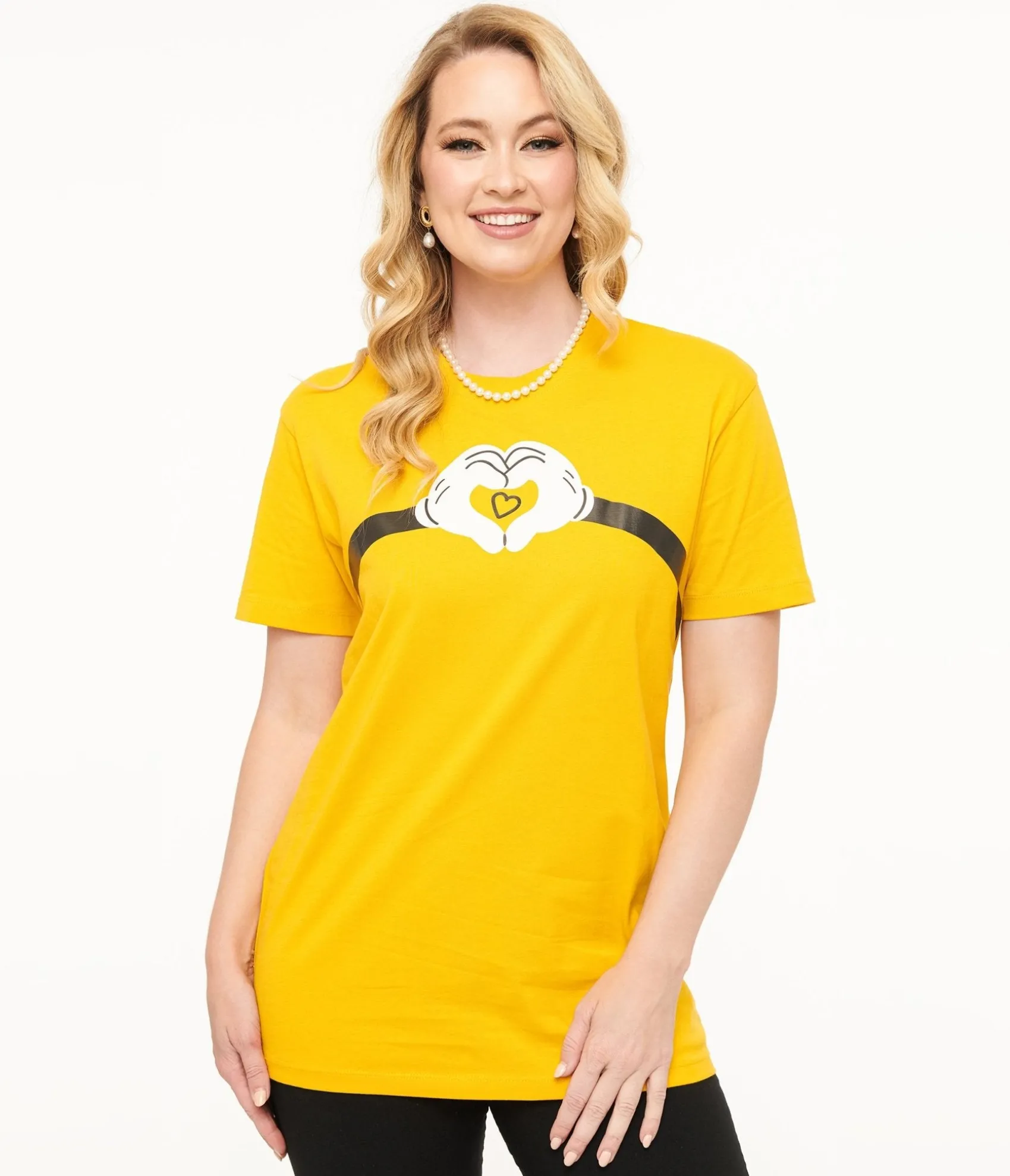 Unique Vintage Disney Mickey & Friends Collection by Yellow Mickey Mouse Heart Unisex Graphic Tee Discount