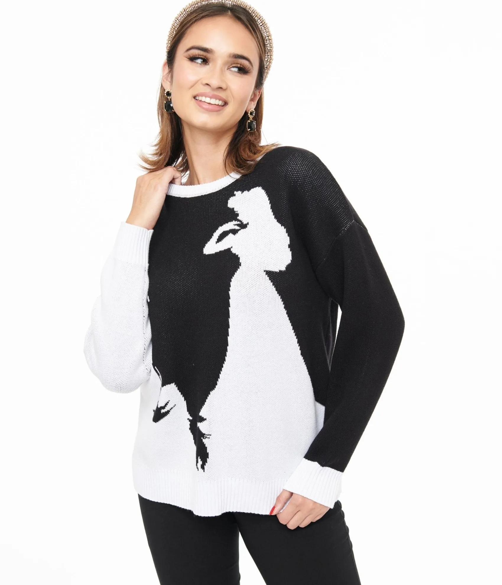 Unique Vintage Disney Princess collection by Black & White Maleficent Aurora Sweater Best Sale