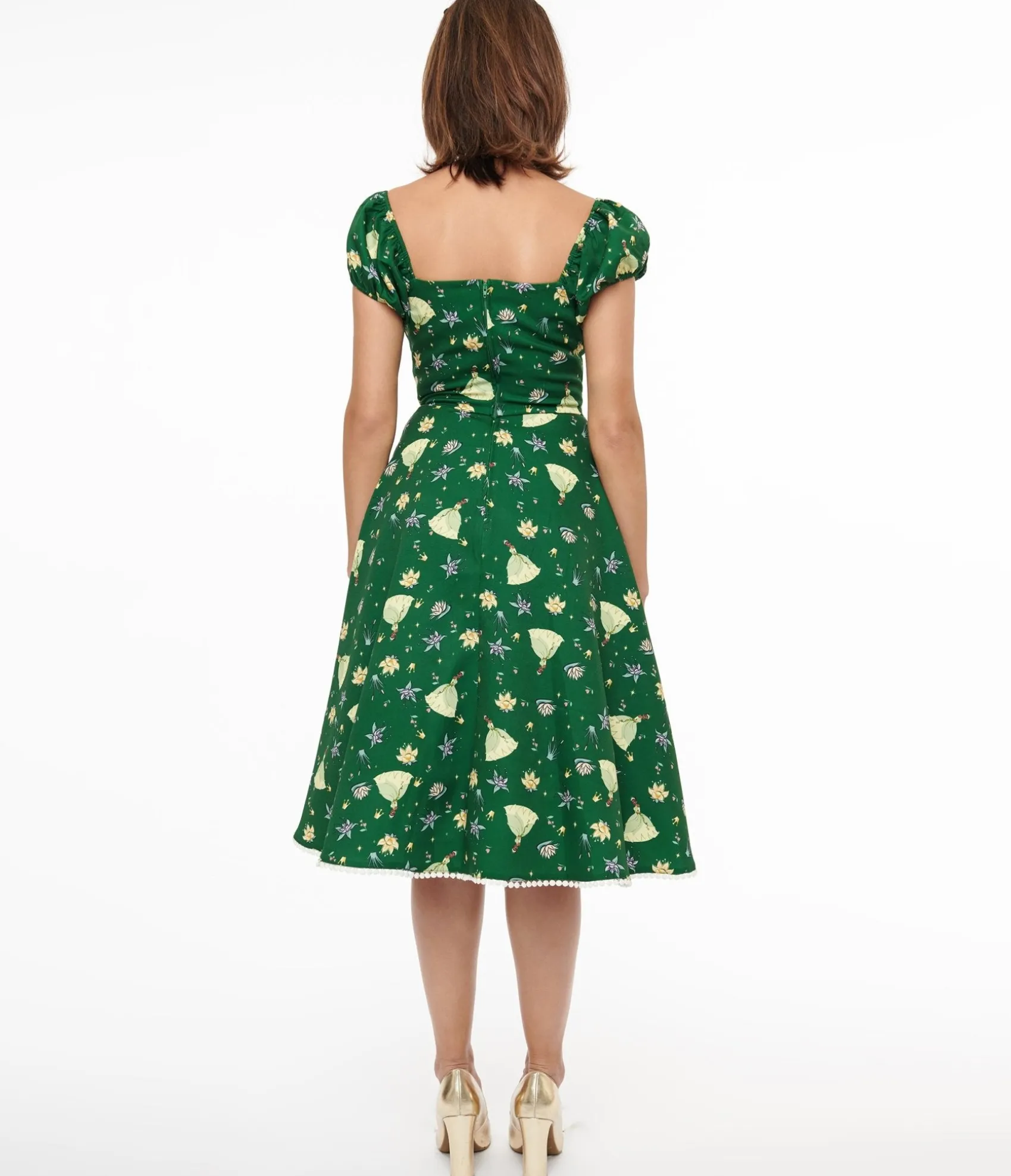 Unique Vintage Disney Princess collection by Green Princess Tiana All Over Print Swing Dress Online