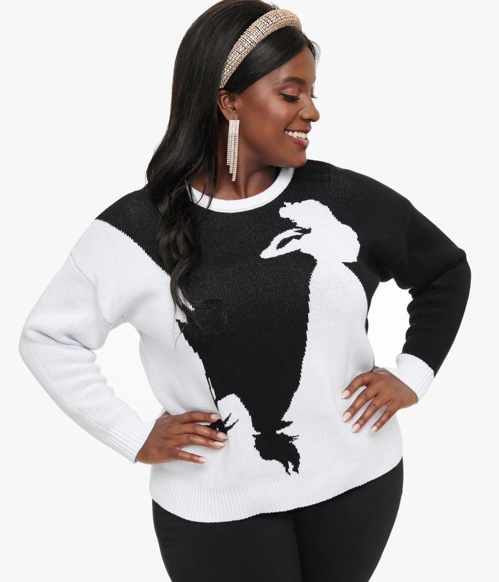 Unique Vintage Disney Princess collection by Plus Size Black & White Maleficent Aurora Sweater New