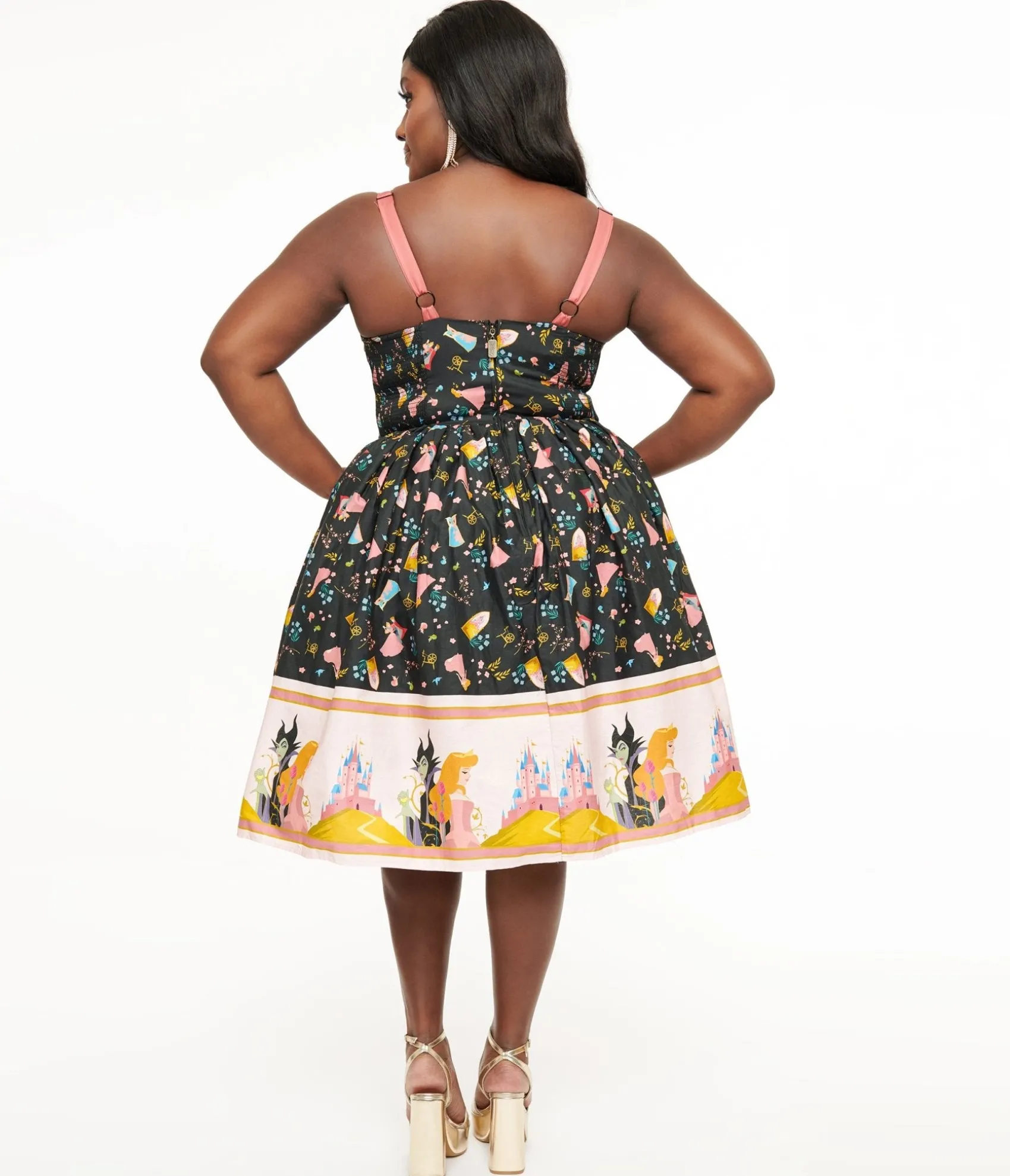 Unique Vintage Disney Princess collection by Plus Size Sleeping Beauty Print Swing Dress Fashion