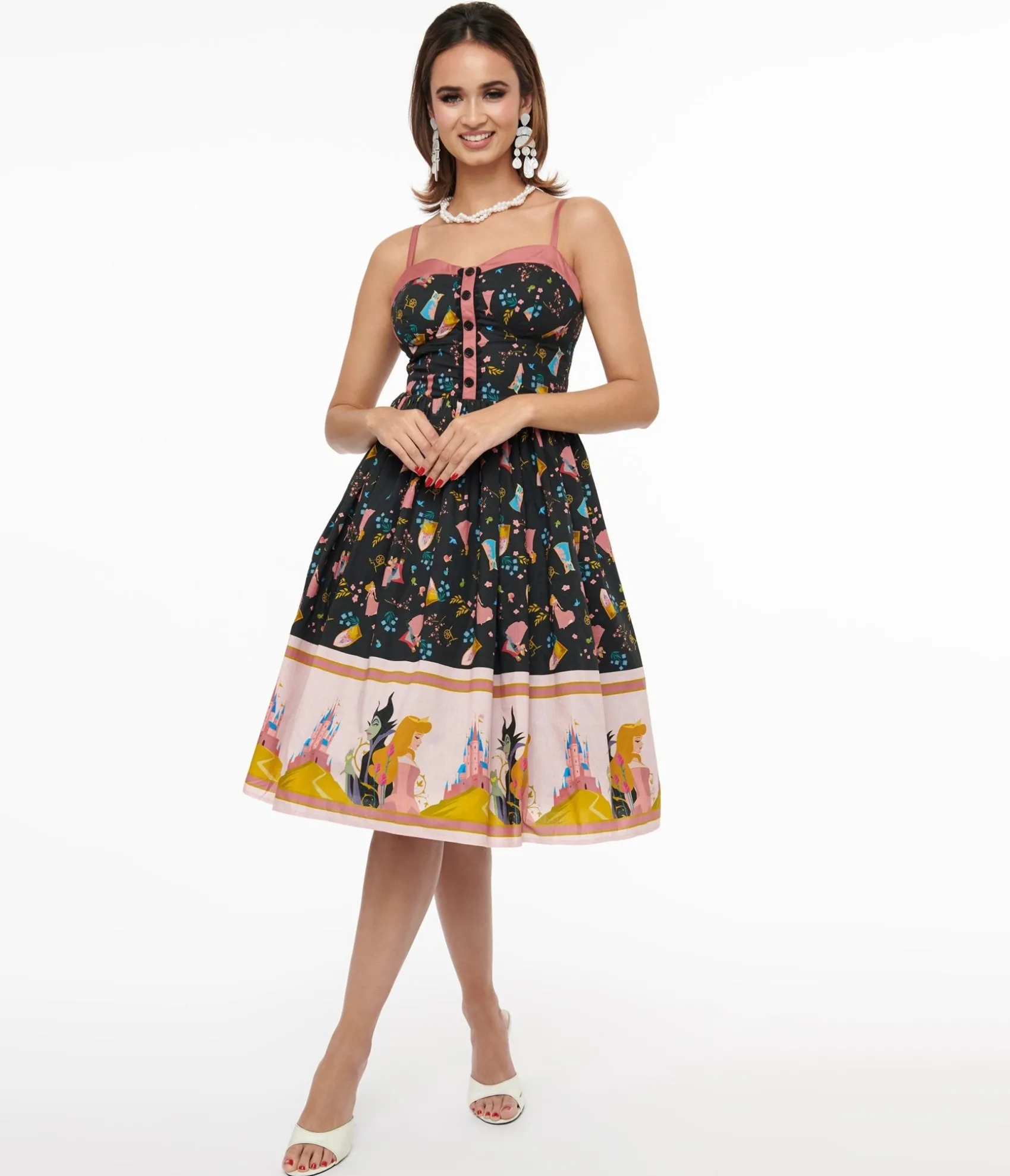 Unique Vintage Disney Princess collection by Sleeping Beauty Print Swing Dress Sale