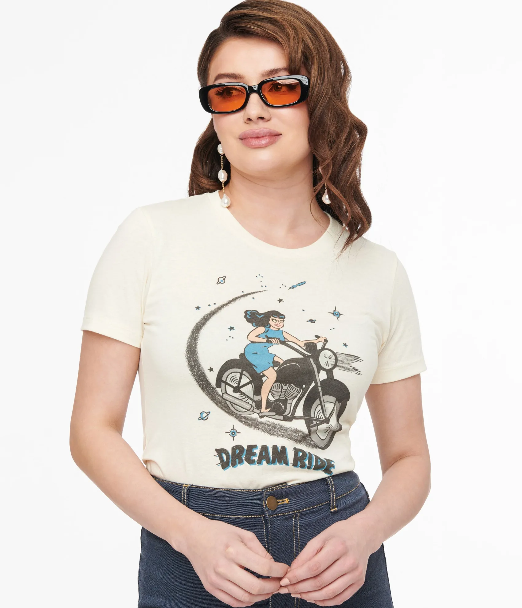 Unique Vintage Dream Ride Cotton Fitted Graphic Tee Cheap
