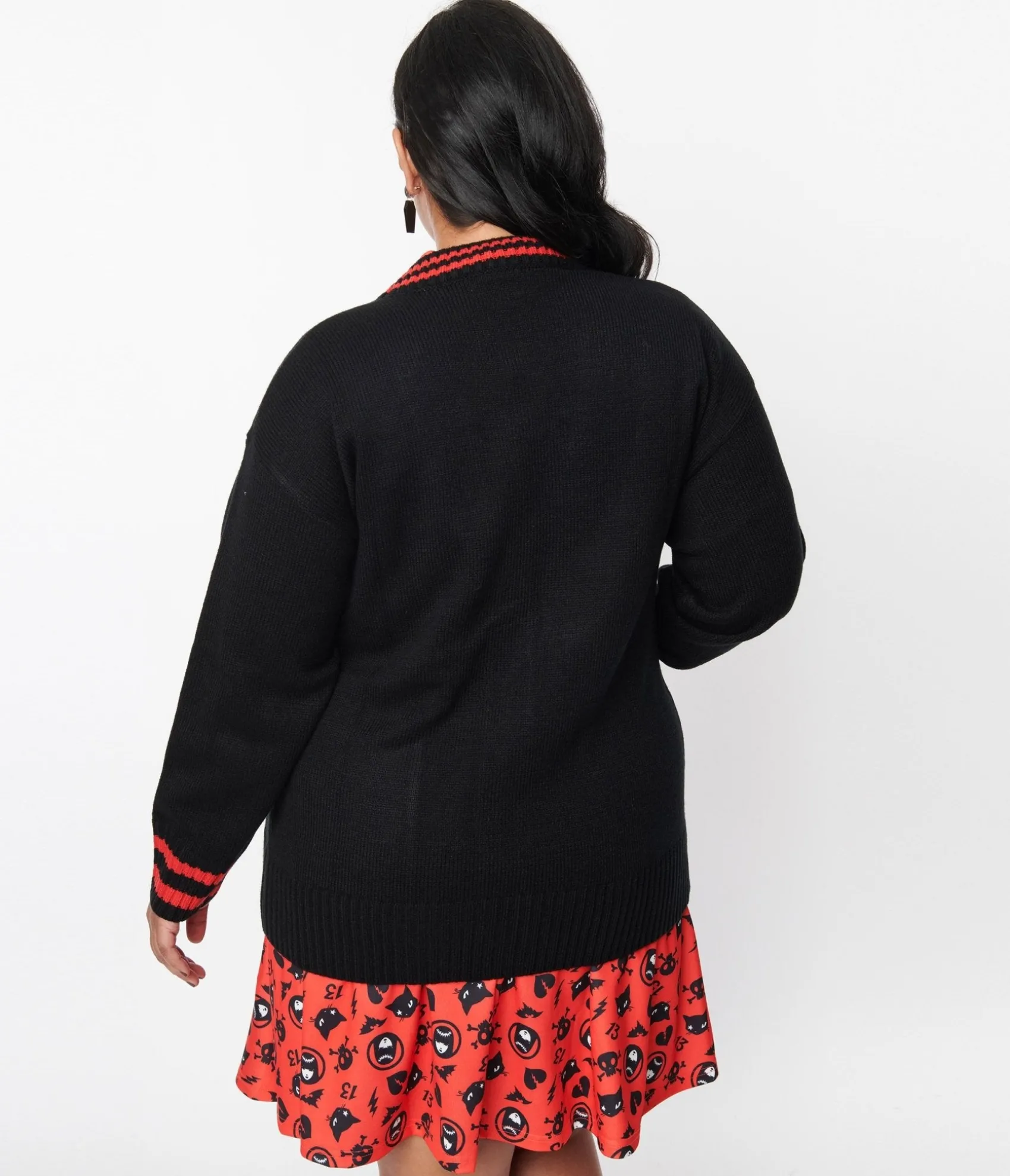 Unique Vintage Emily The Strange x Black & Red Long Cardigan Sale