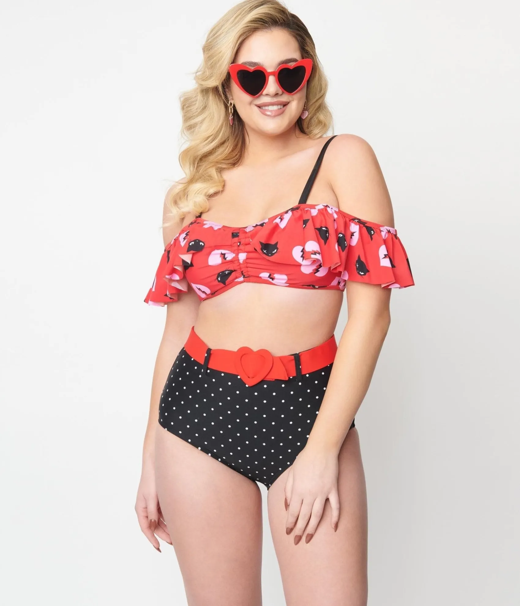 Unique Vintage Emily The Strange x Black Pin Dot Swim Bottoms Clearance