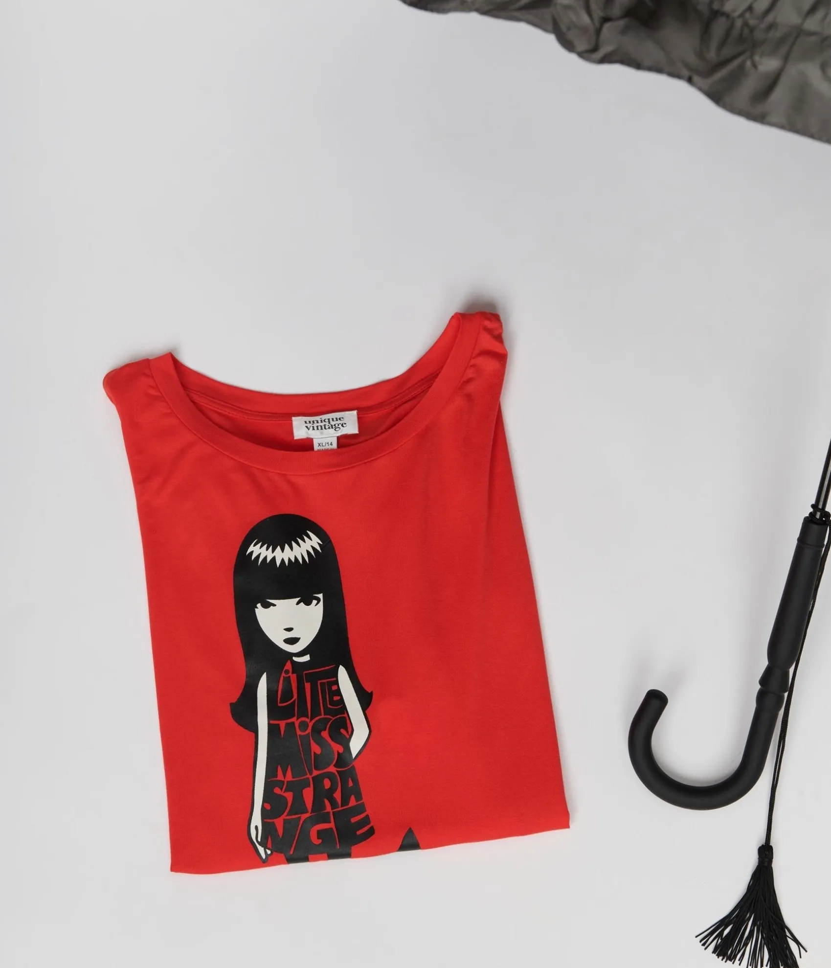Unique Vintage Emily The Strange x Red Little Miss Strange Fitted Graphic Tee Clearance