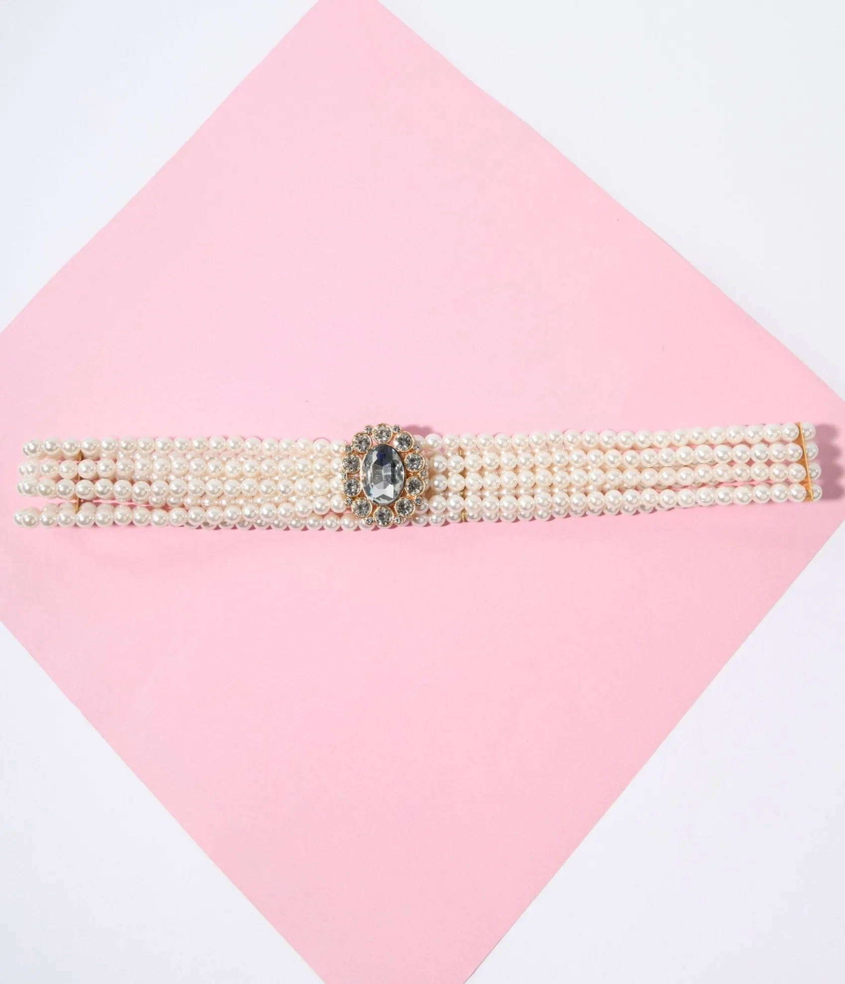 Unique Vintage Faux Pearl & Rhinestone Buckle Cinch Belt Best
