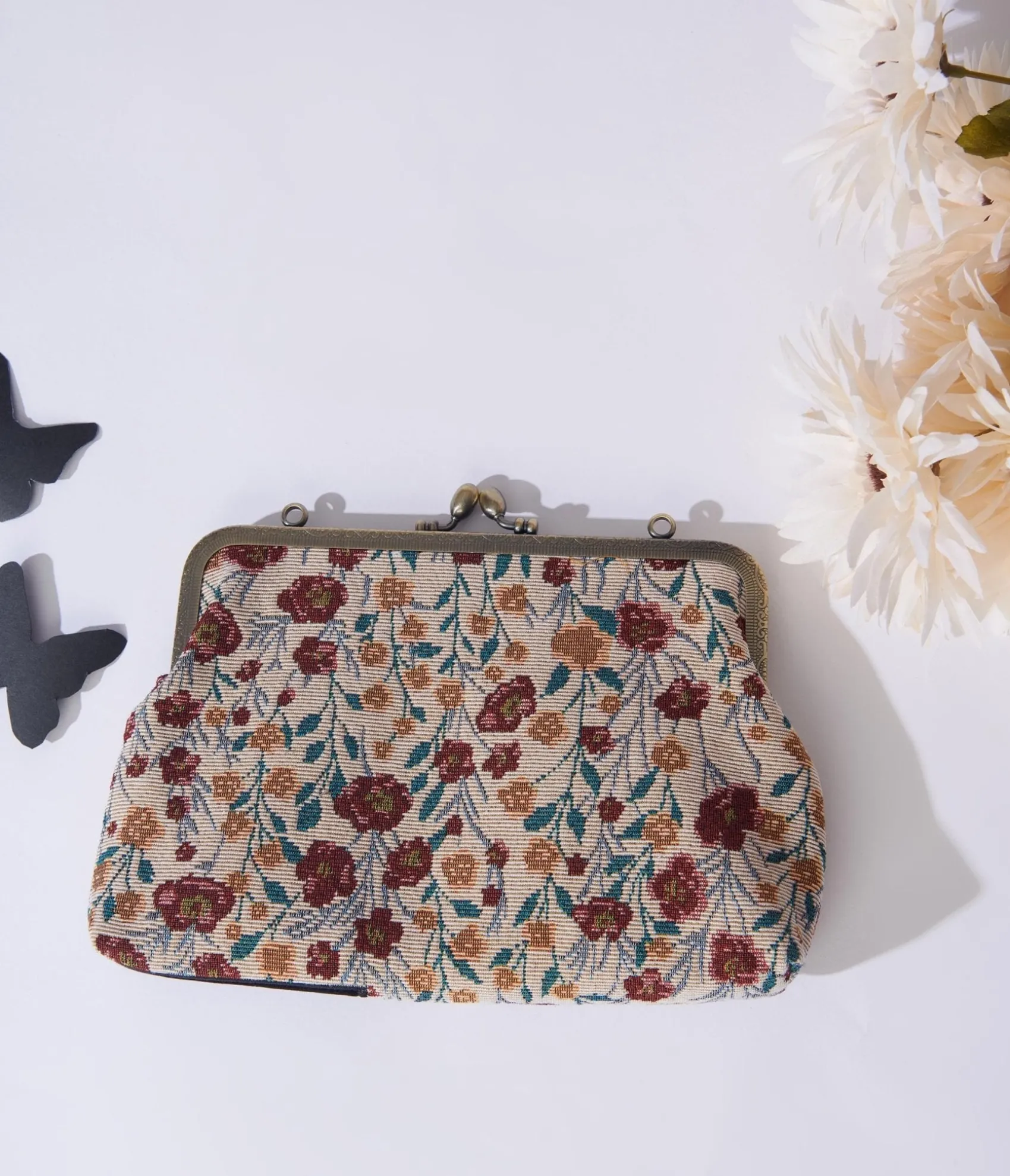 Unique Vintage Floral Black Cat Handbag Sale