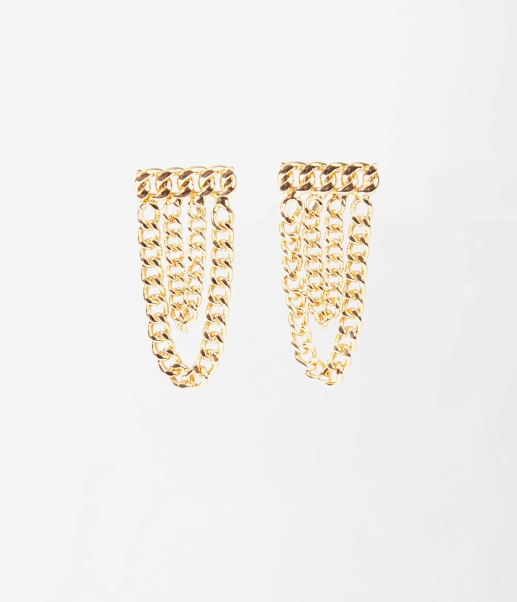 Unique Vintage Gold Curb Chain Link Earrings Hot