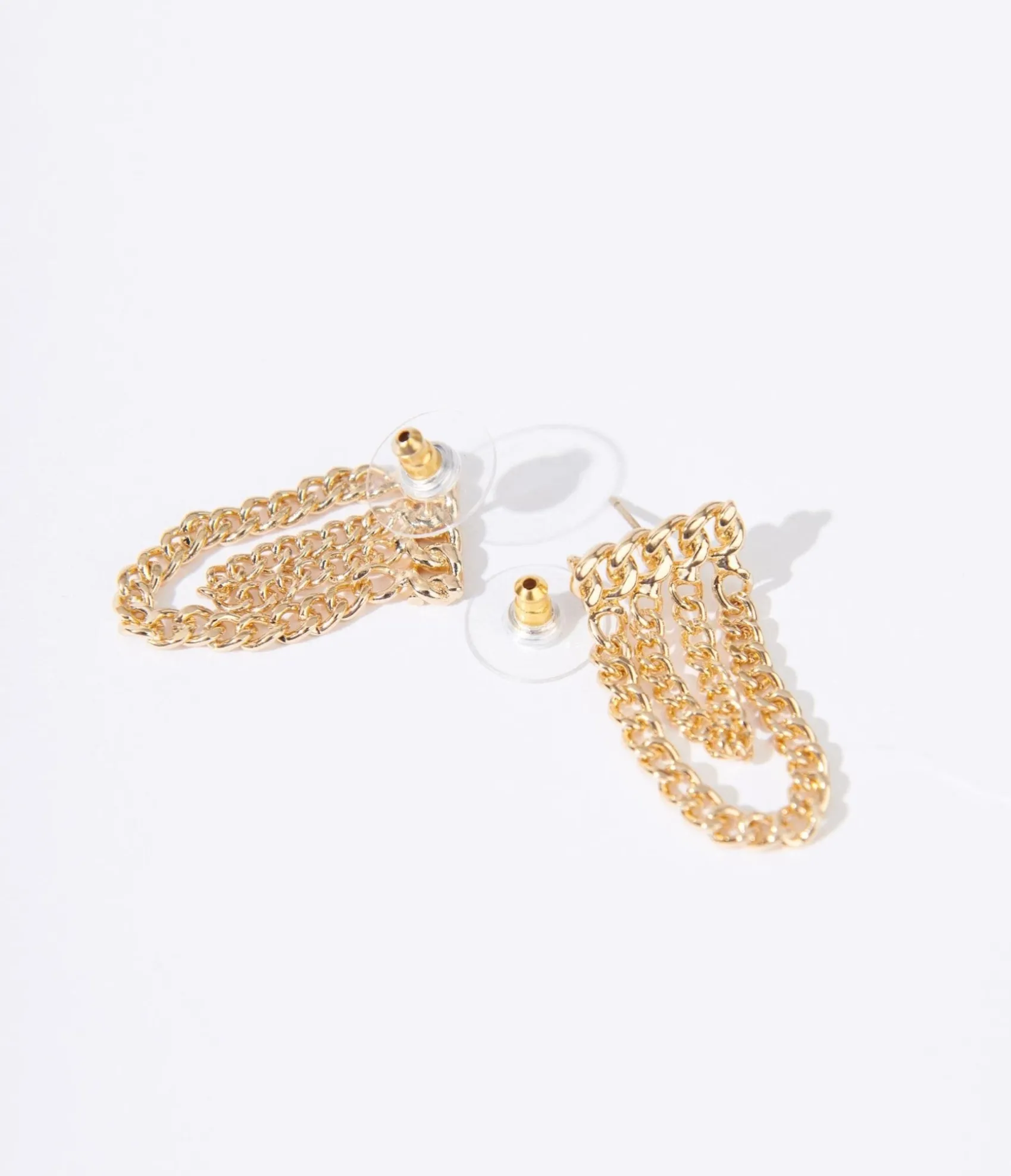 Unique Vintage Gold Curb Chain Link Earrings Hot