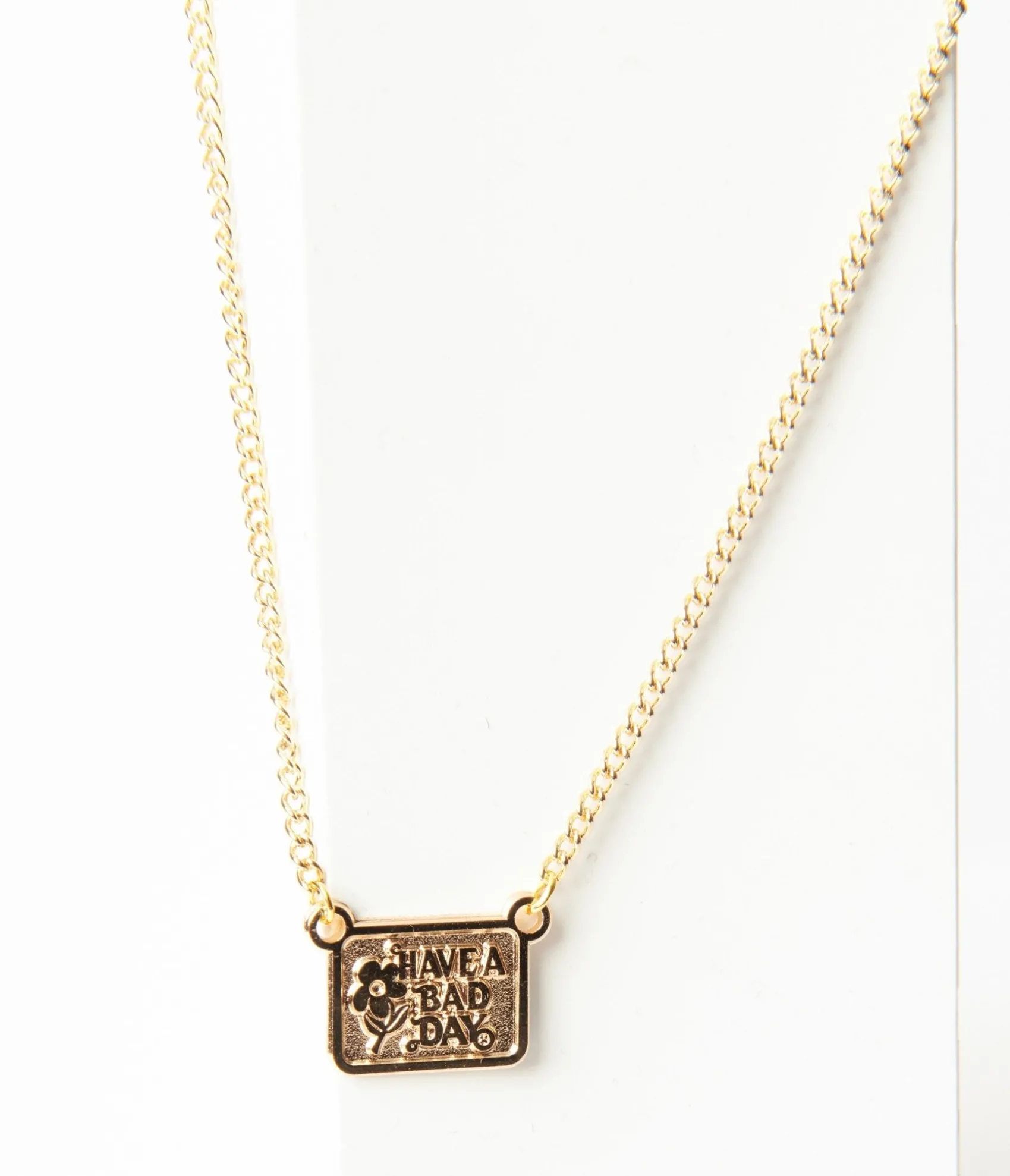 Unique Vintage Gold Have A Bad Day Mini Charm Necklace Best
