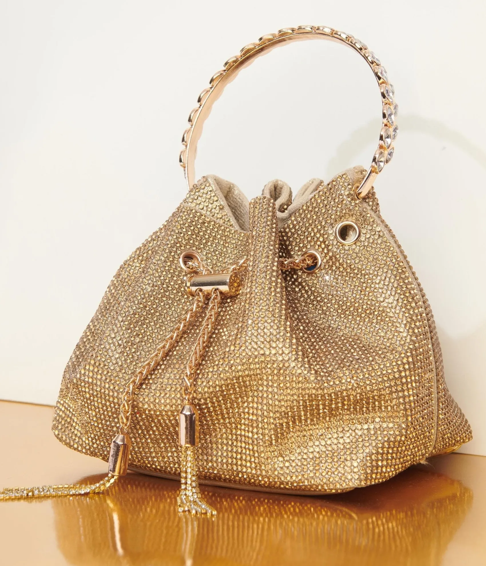 Unique Vintage Gold Rhinestone Satchel Handbag Hot