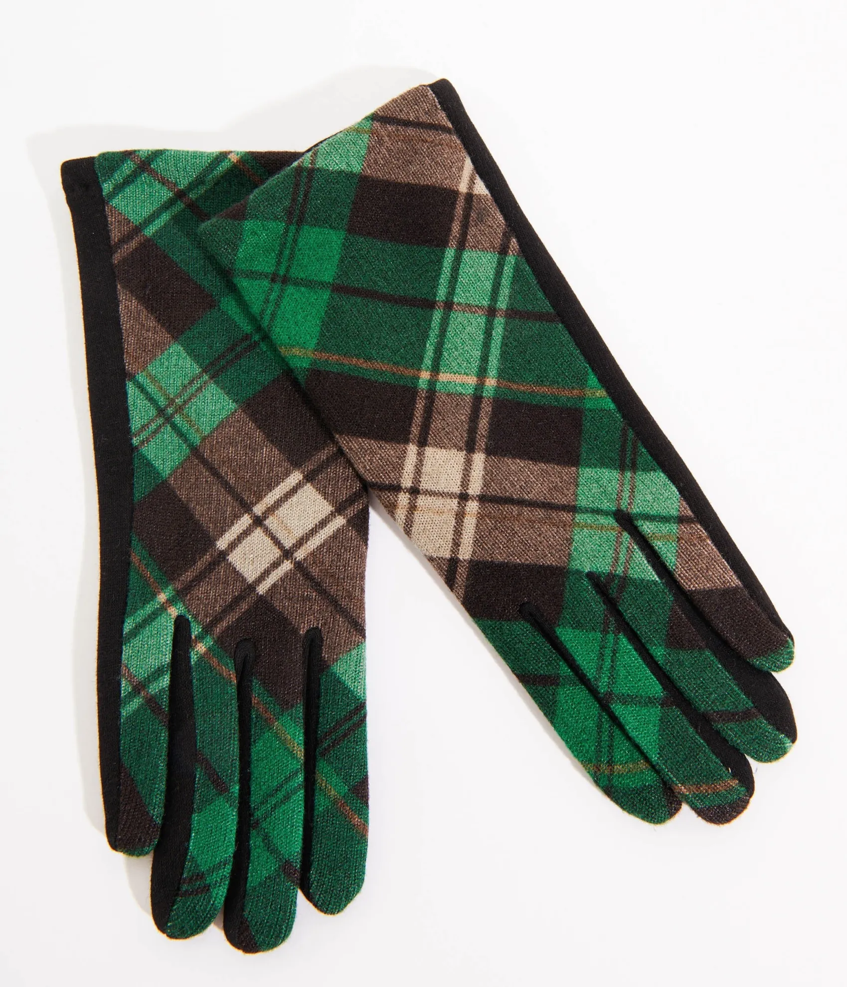 Unique Vintage Green & Black Plaid Gloves Online