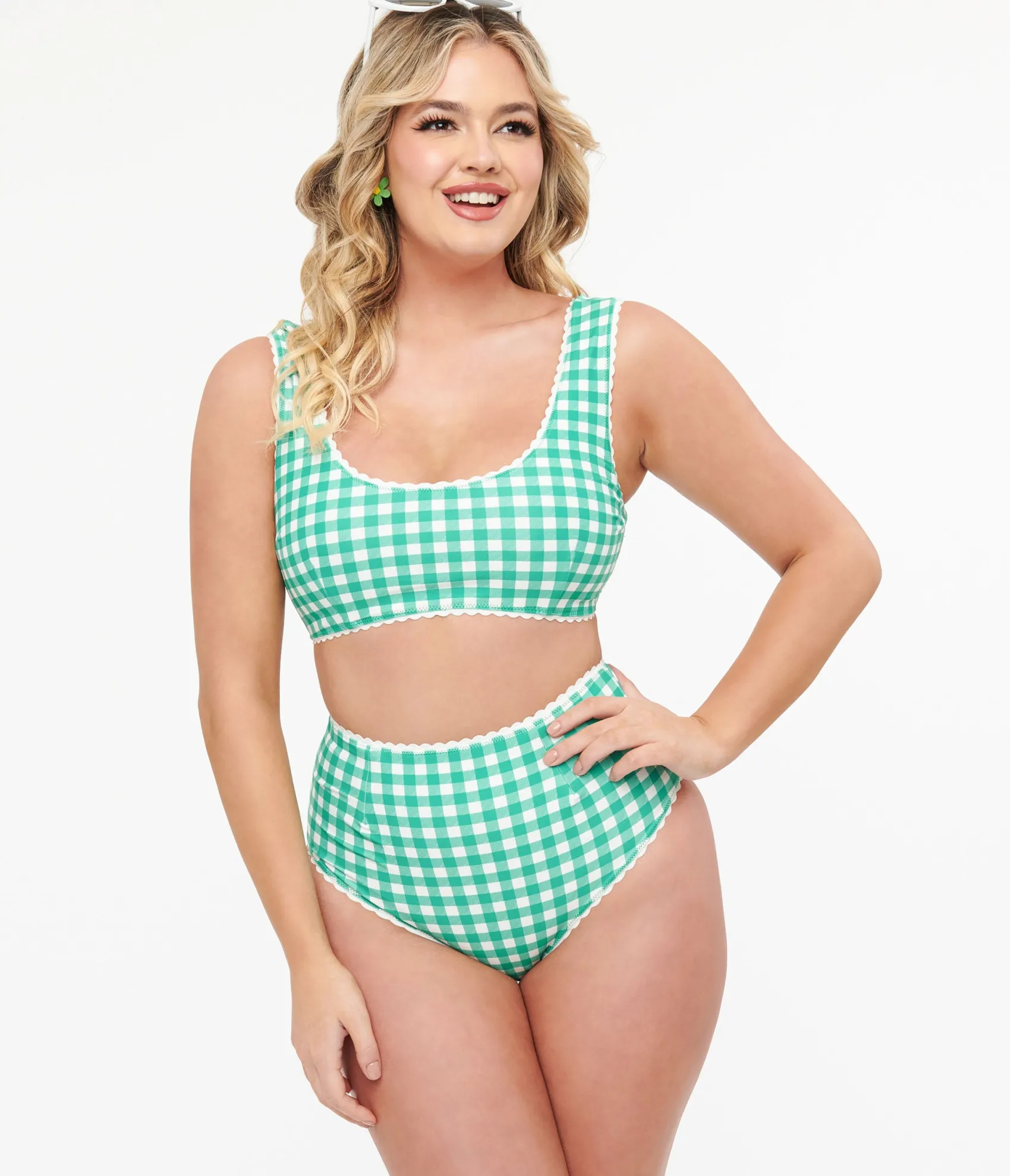 Unique Vintage Green & White Gingham Bikini Bottoms Shop