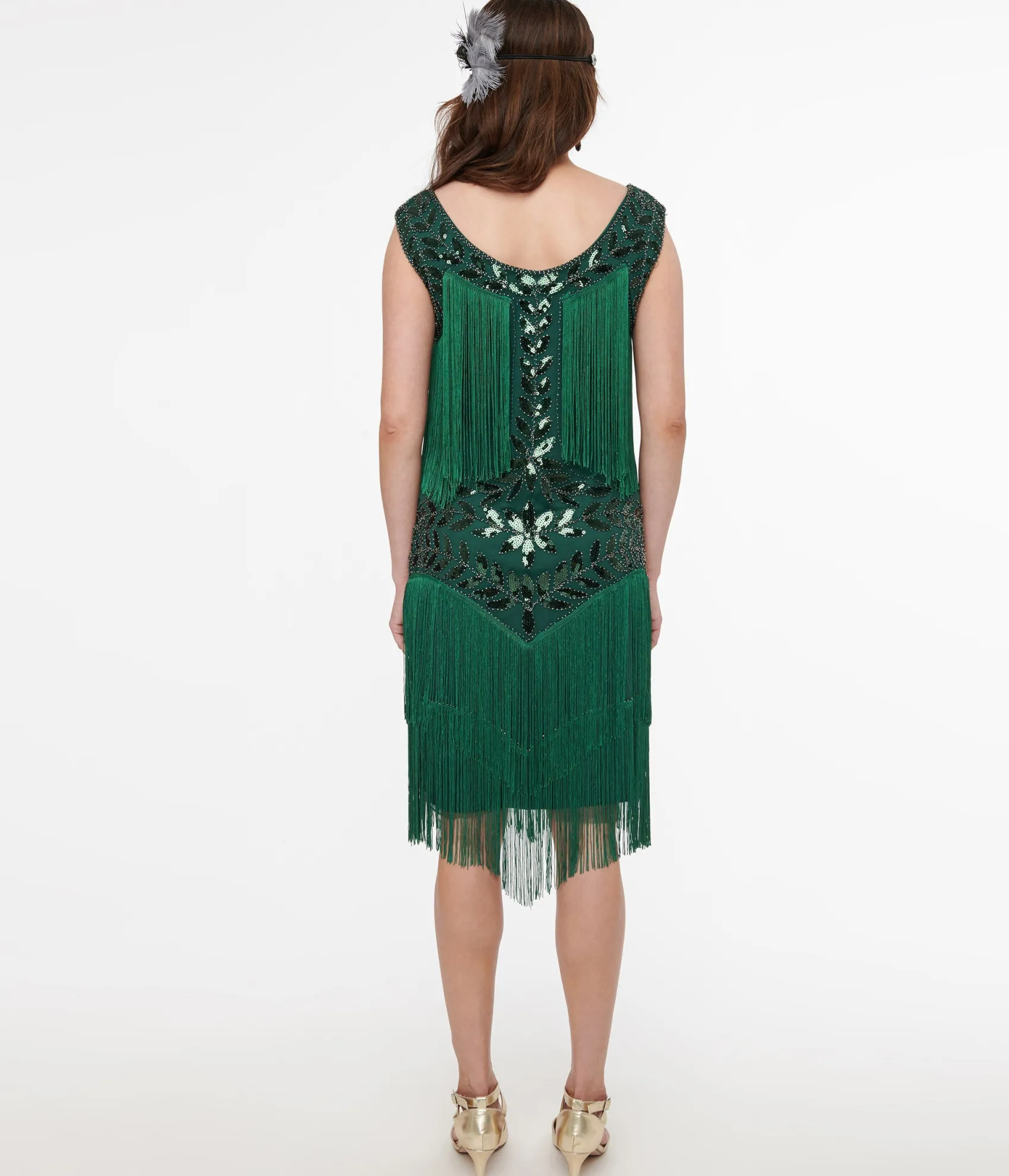 Unique Vintage Green Beaded Fringe Flapper Dress Online