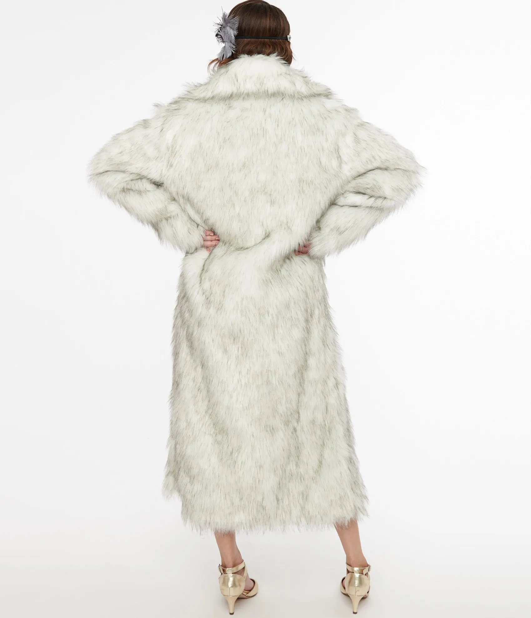 Unique Vintage Grey Long Faux Fur Coat Best Sale