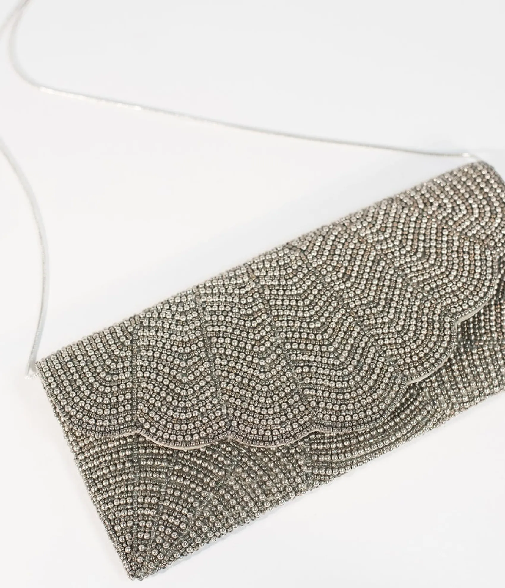 Unique Vintage Gunmetal & Silver Beaded Envelope Clutch Store