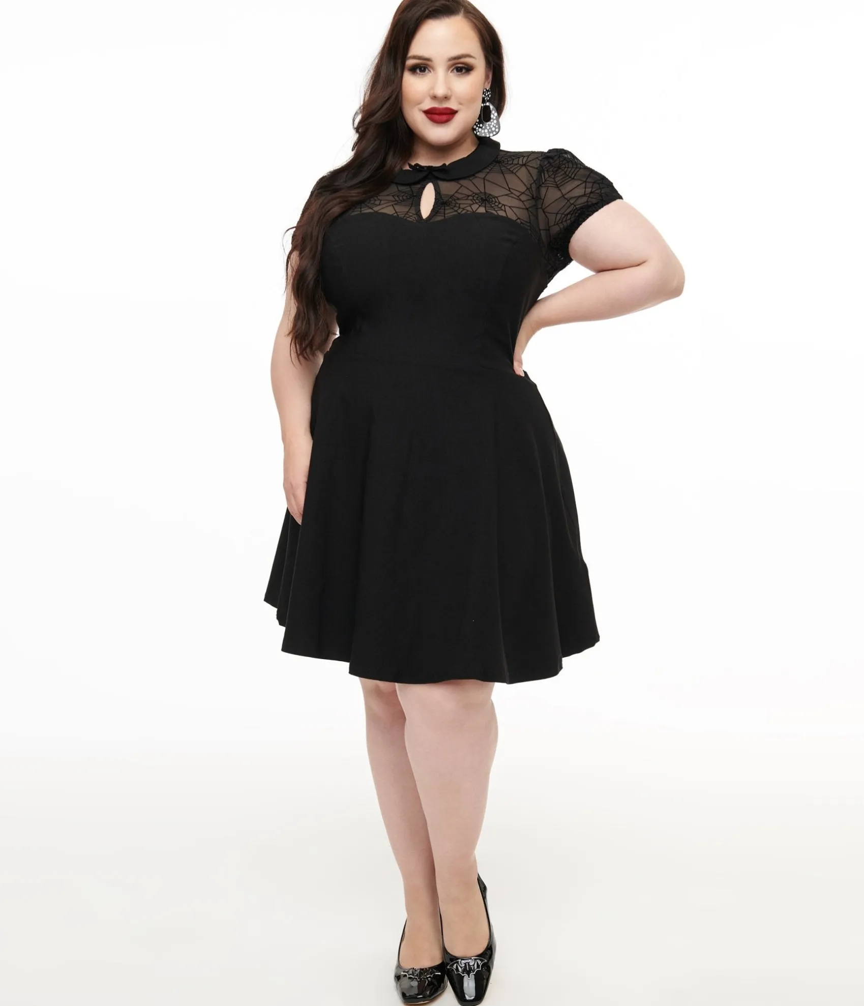 Unique Vintage Hell Bunny Plus Size 1950s Black Spiderweb Viola Mini Dress Shop