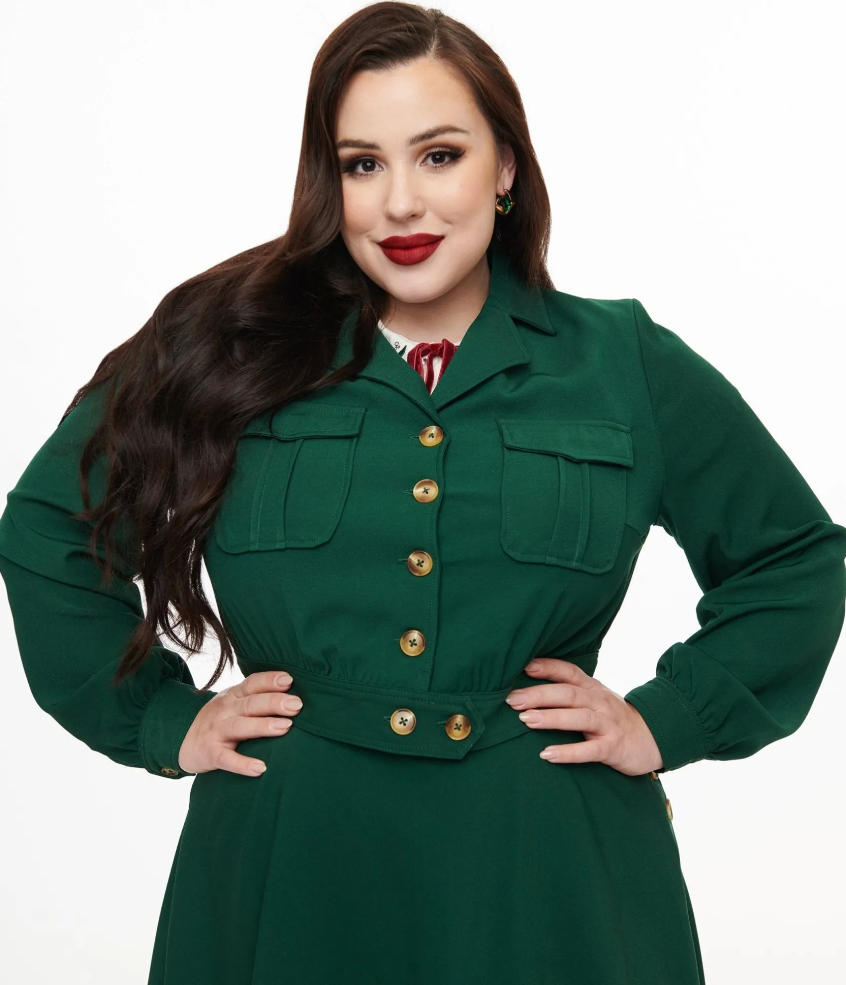 Unique Vintage Hell Bunny Plus Size 1970s Forest Green Ravenswood Jacket Outlet