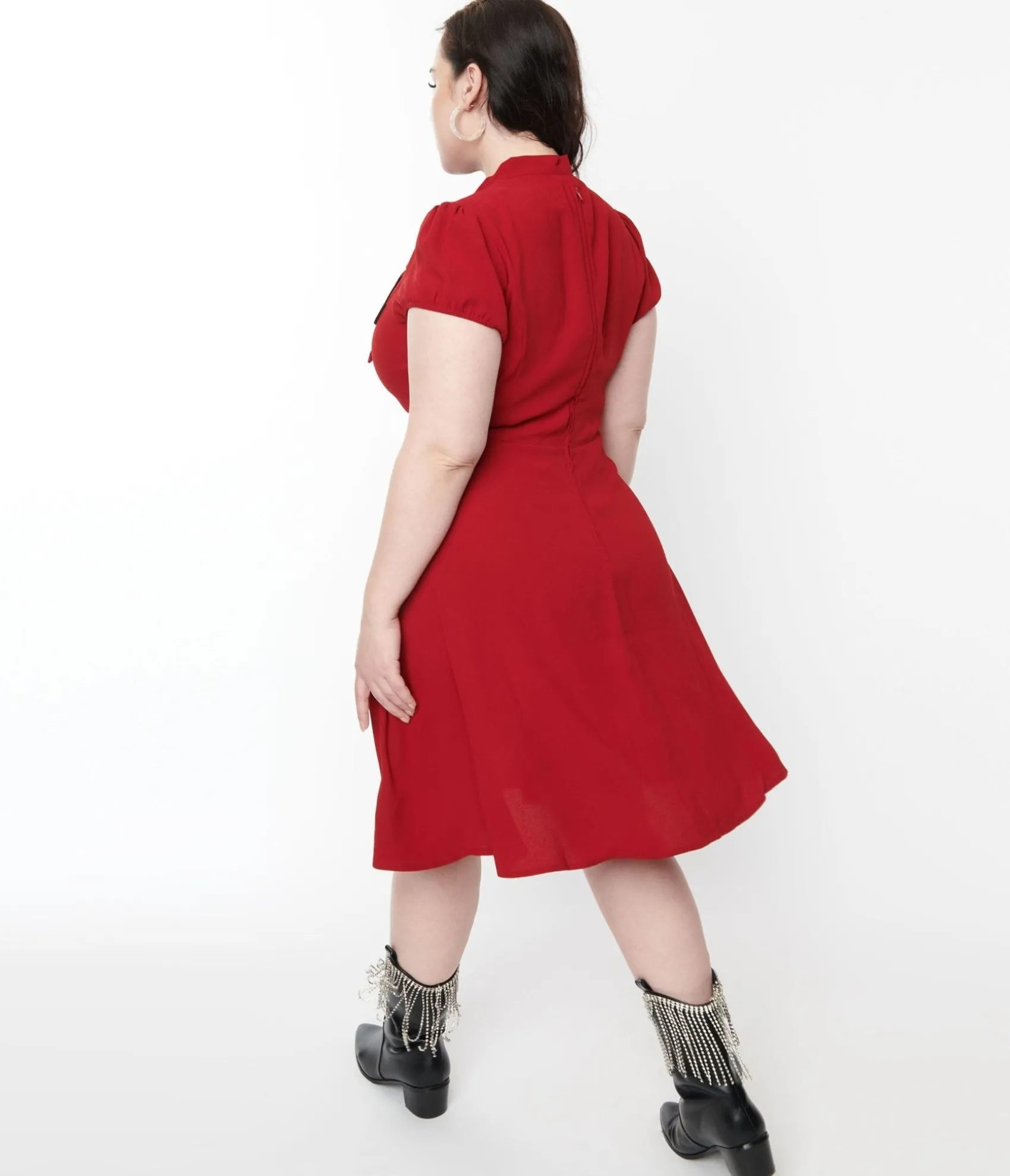 Unique Vintage Hell Bunny Red Millie Fit & Flare Dress Discount