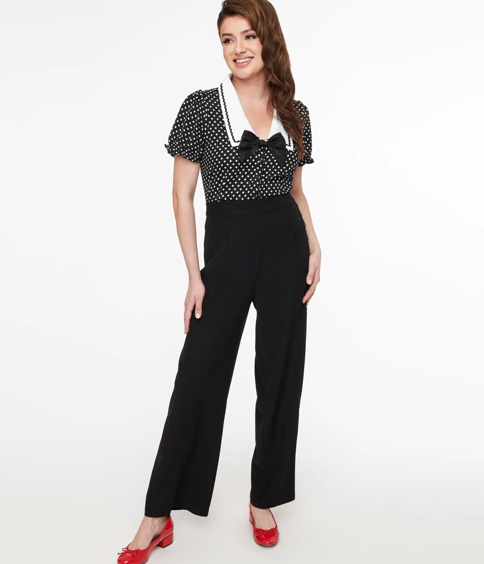 Unique Vintage Hell Bunny 1940s Black Ginger Trousers Outlet
