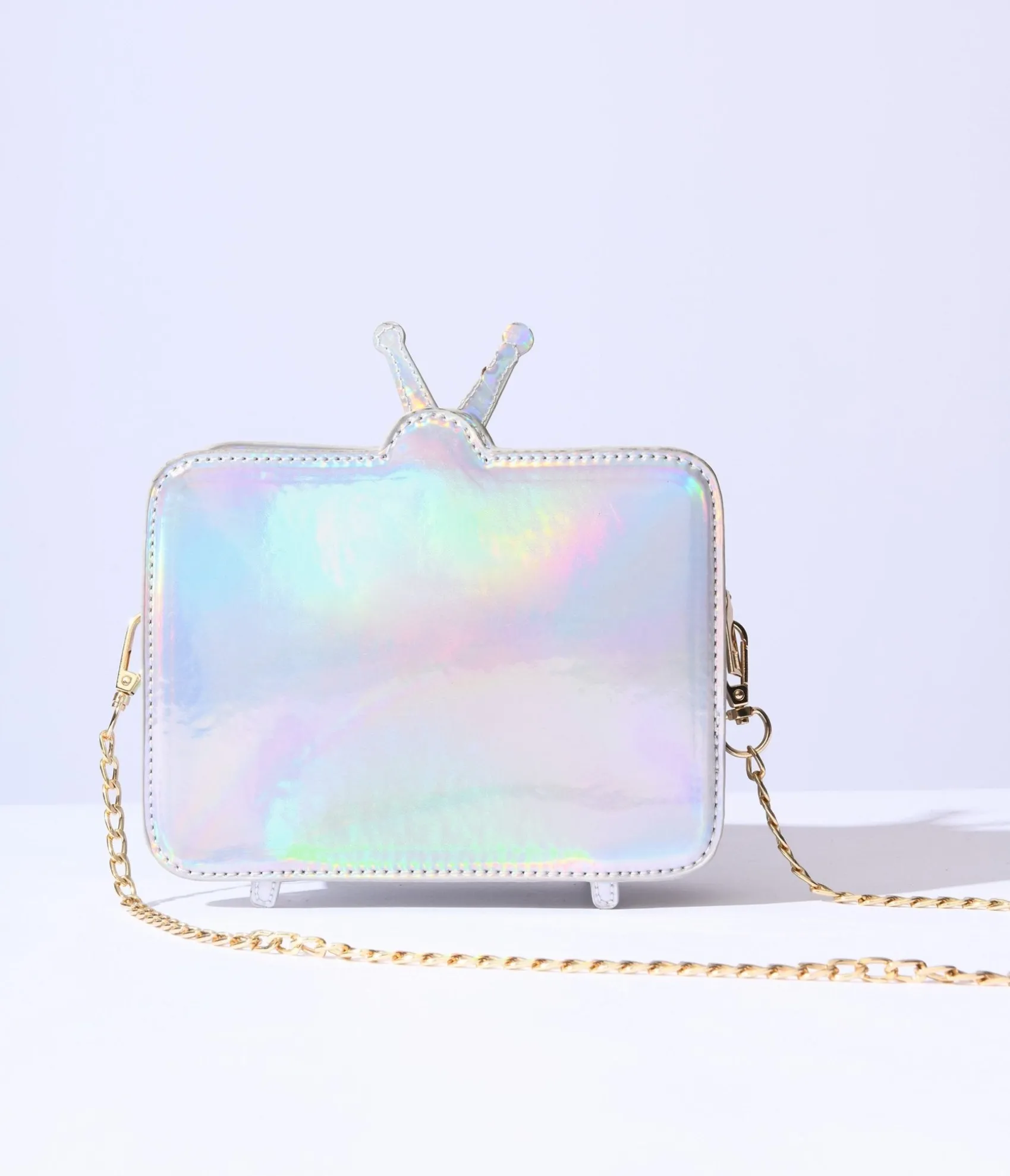 Unique Vintage Holographic Brain Washed TV Crossbody Bag Outlet