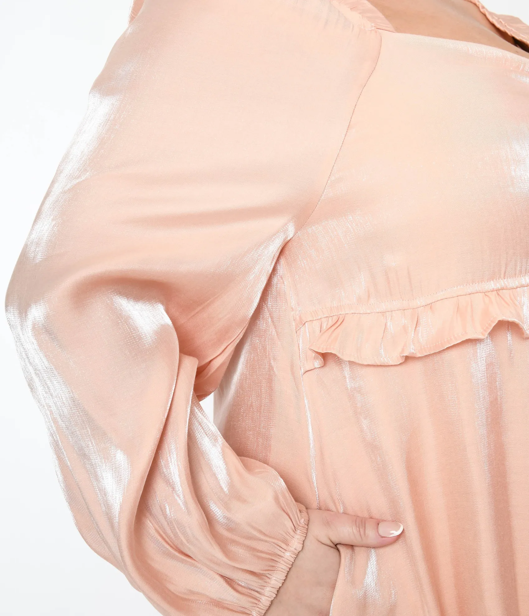 Unique Vintage Iridescent Peach Ruffled Babydoll Dress Best Sale