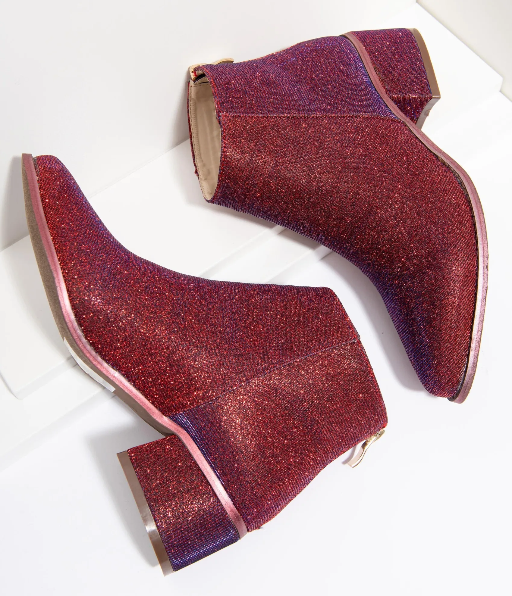 Unique Vintage Iridescent Wine Sparkle Booties Sale