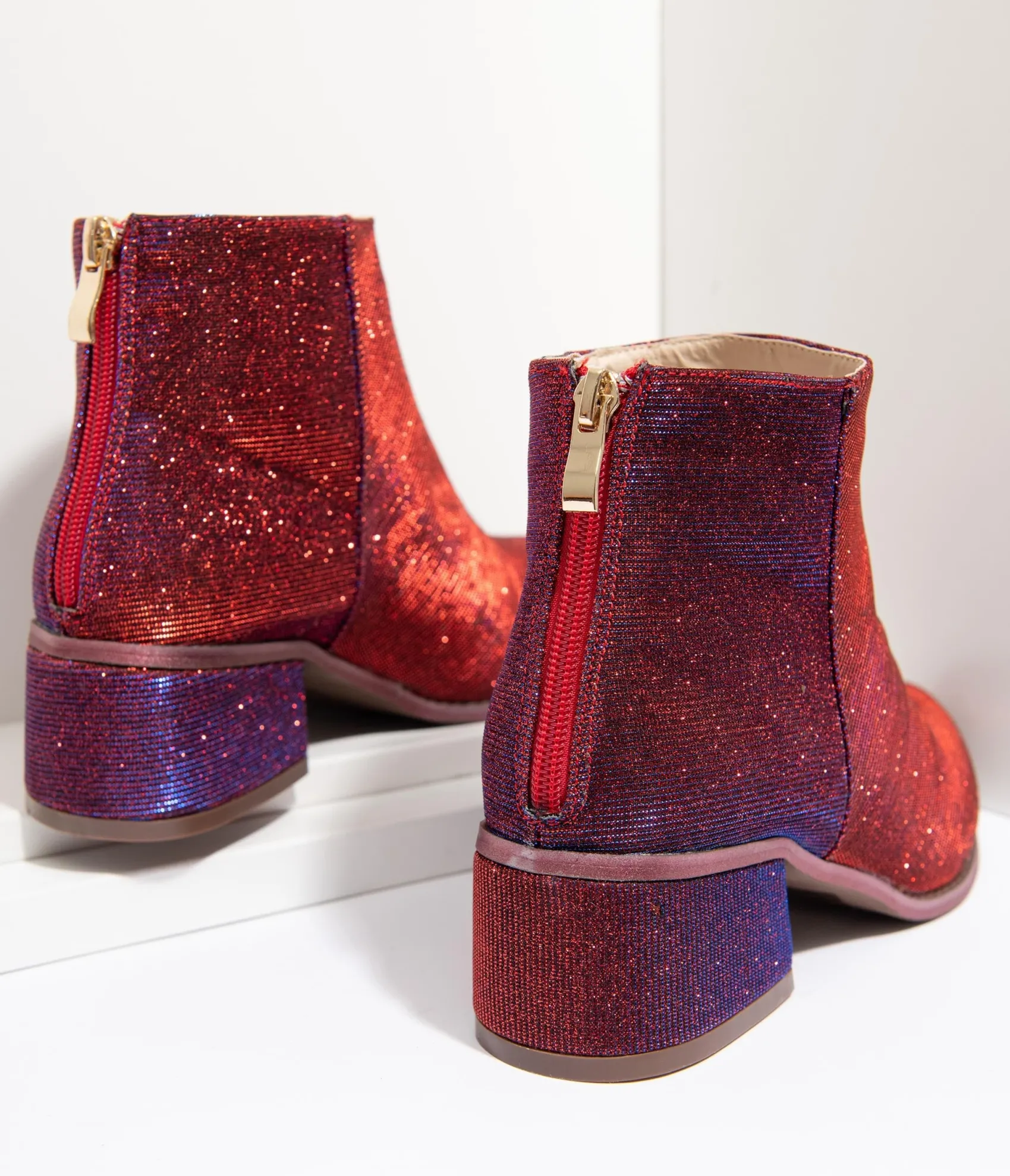 Unique Vintage Iridescent Wine Sparkle Booties Sale