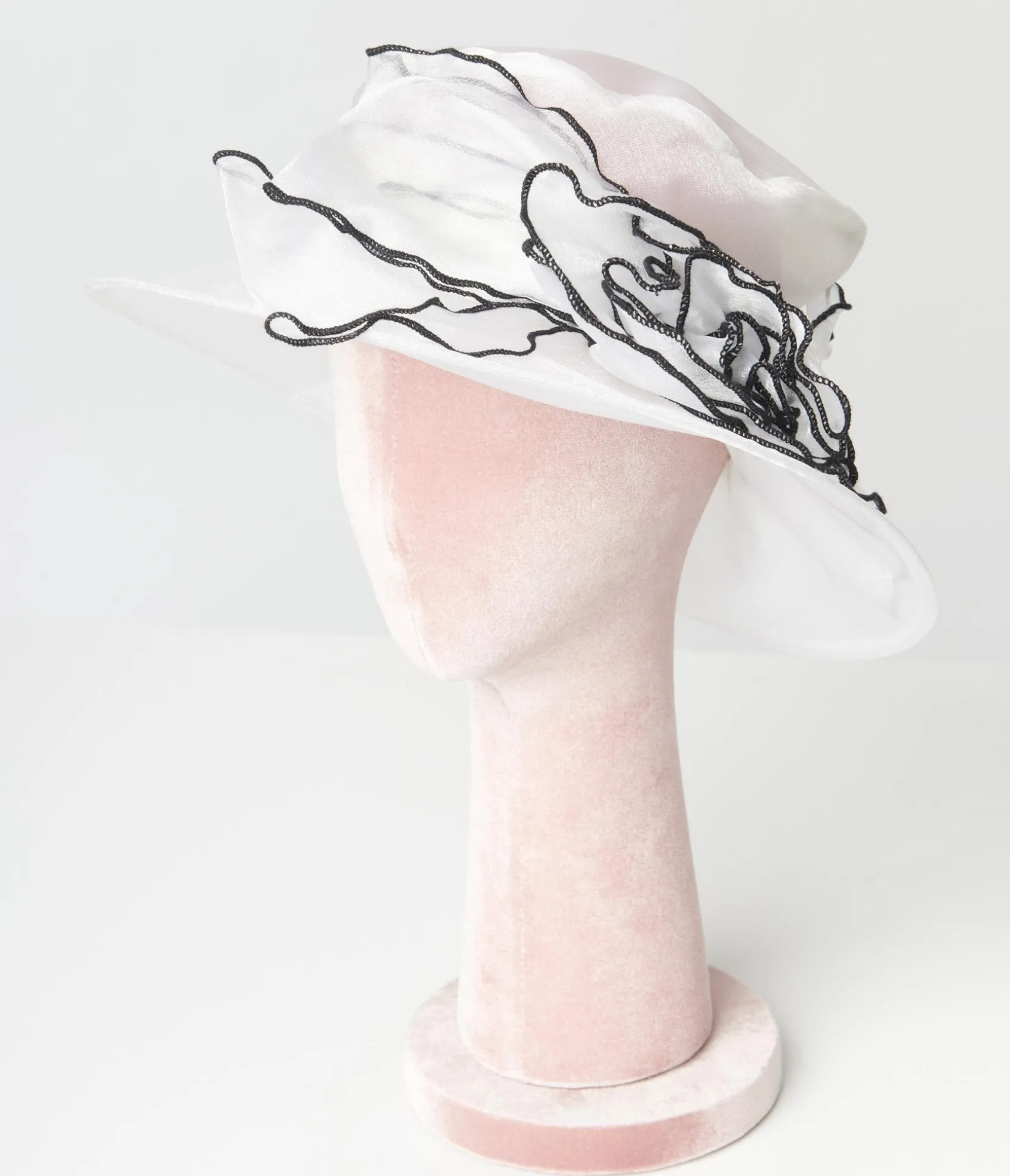 Unique Vintage Ivory & Black Floral Hat Sale