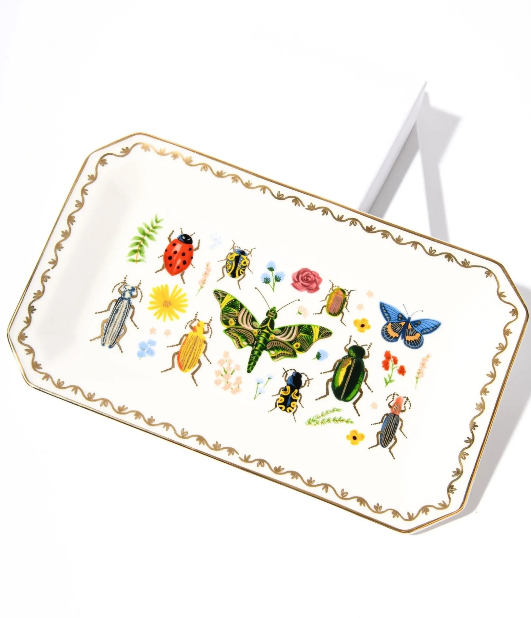 Unique Vintage Ivory & Gold Garden Porcelain Catchall Tray Sale