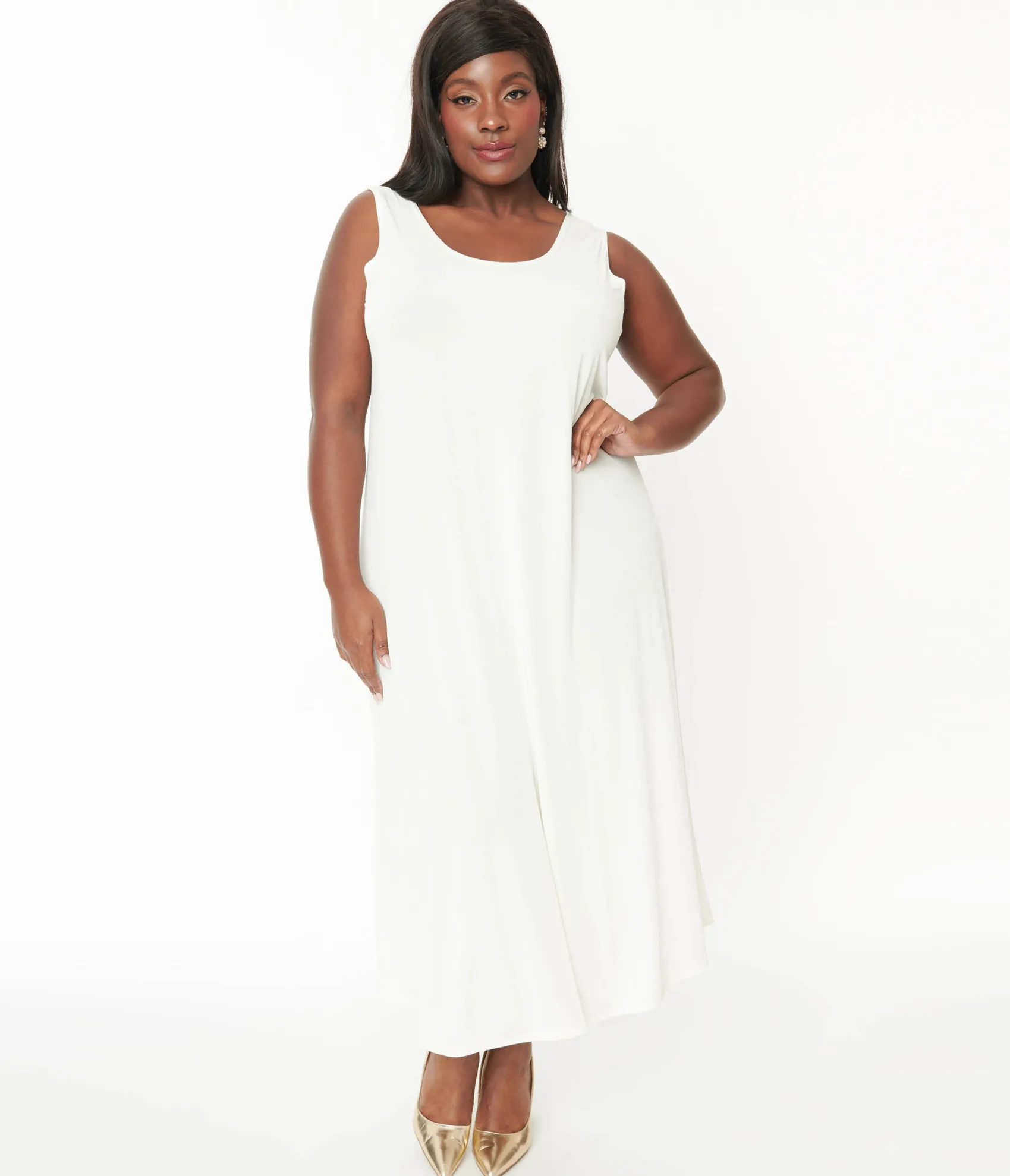 Unique Vintage Ivory Slip Maxi Dress Fashion