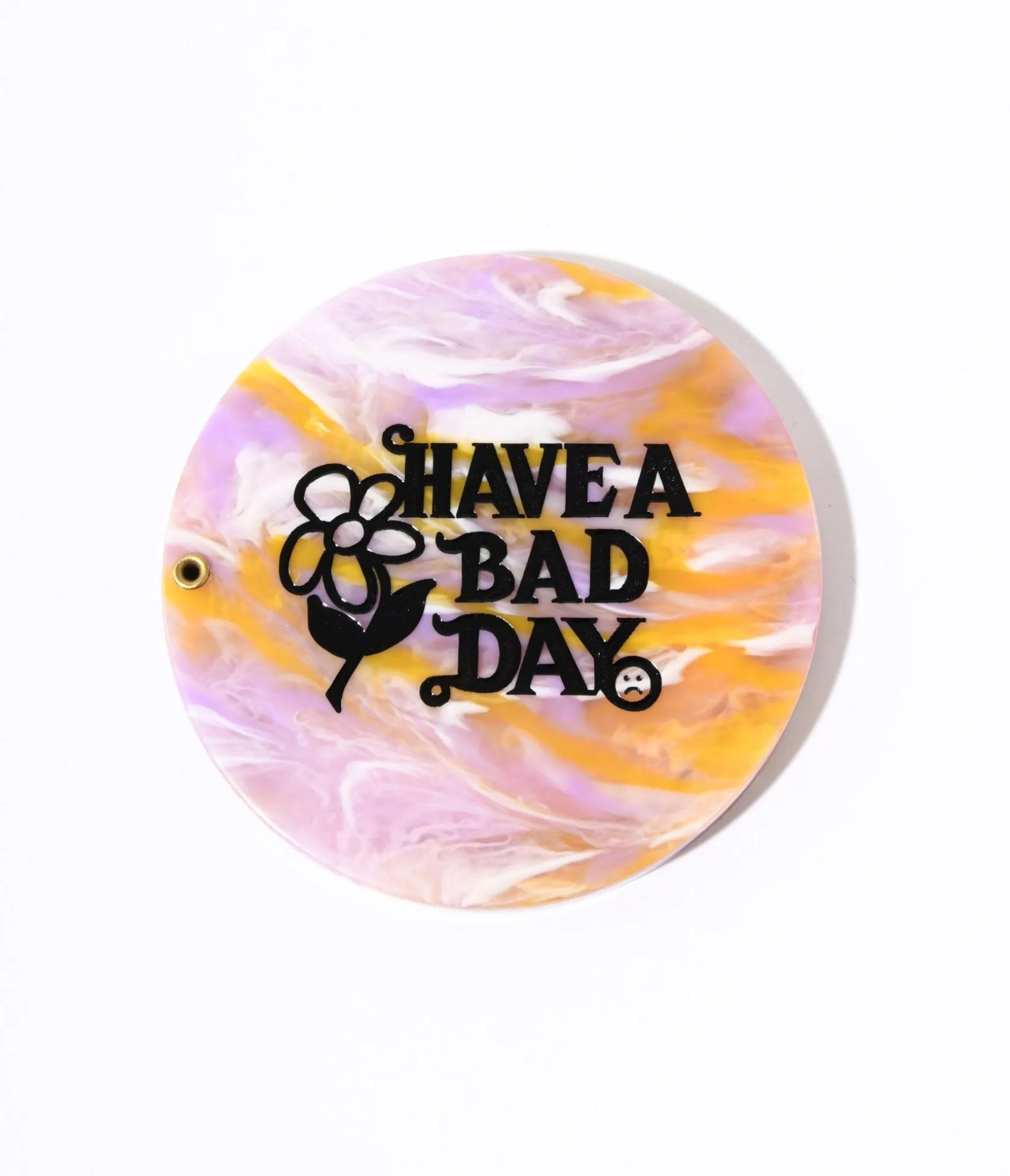 Unique Vintage Lavender & Orange Marble Have A Bad Day Compact Pocket Mirror Cheap