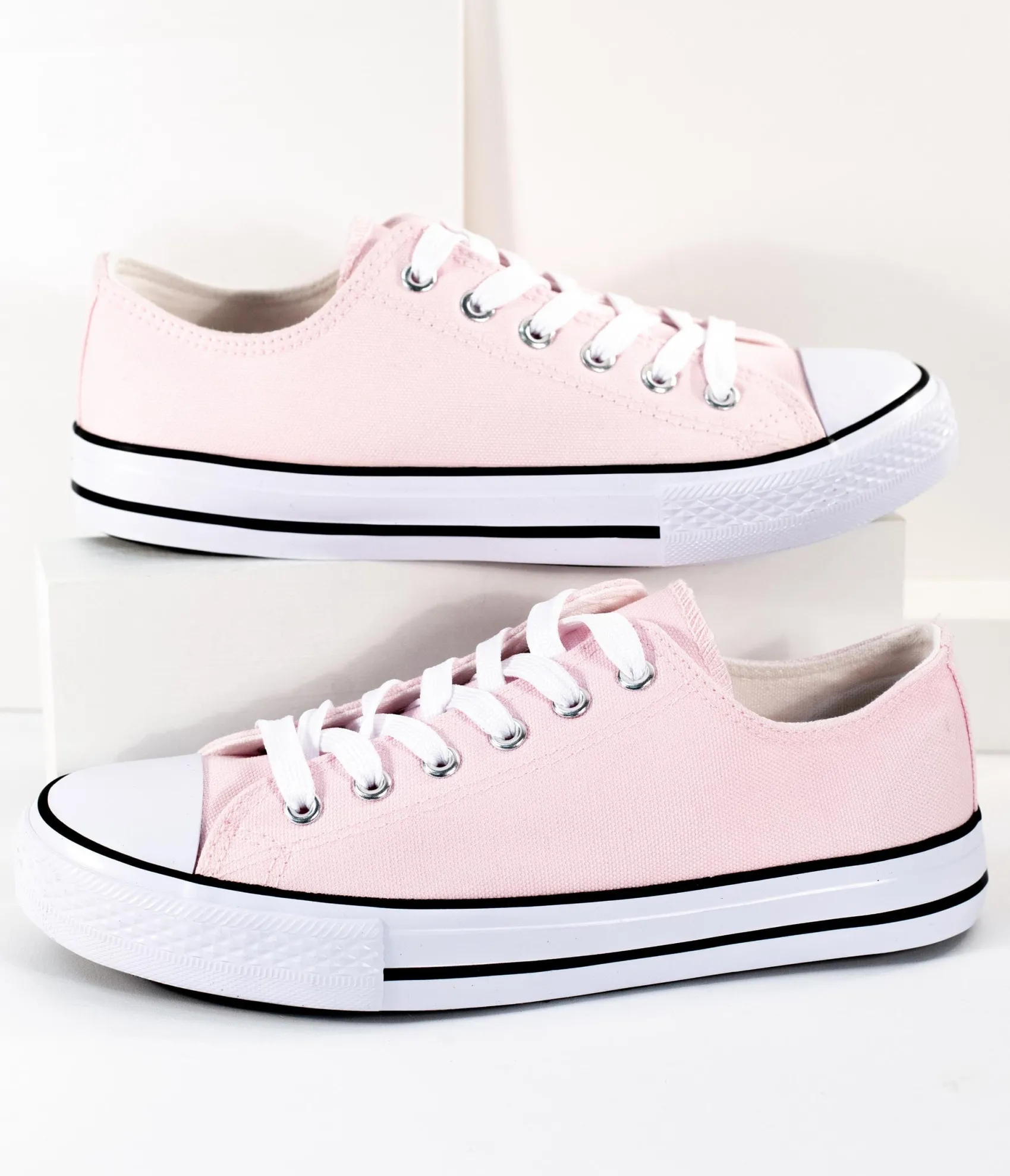 Unique Vintage Light Pink Lace Up Canvas Sneakers Online