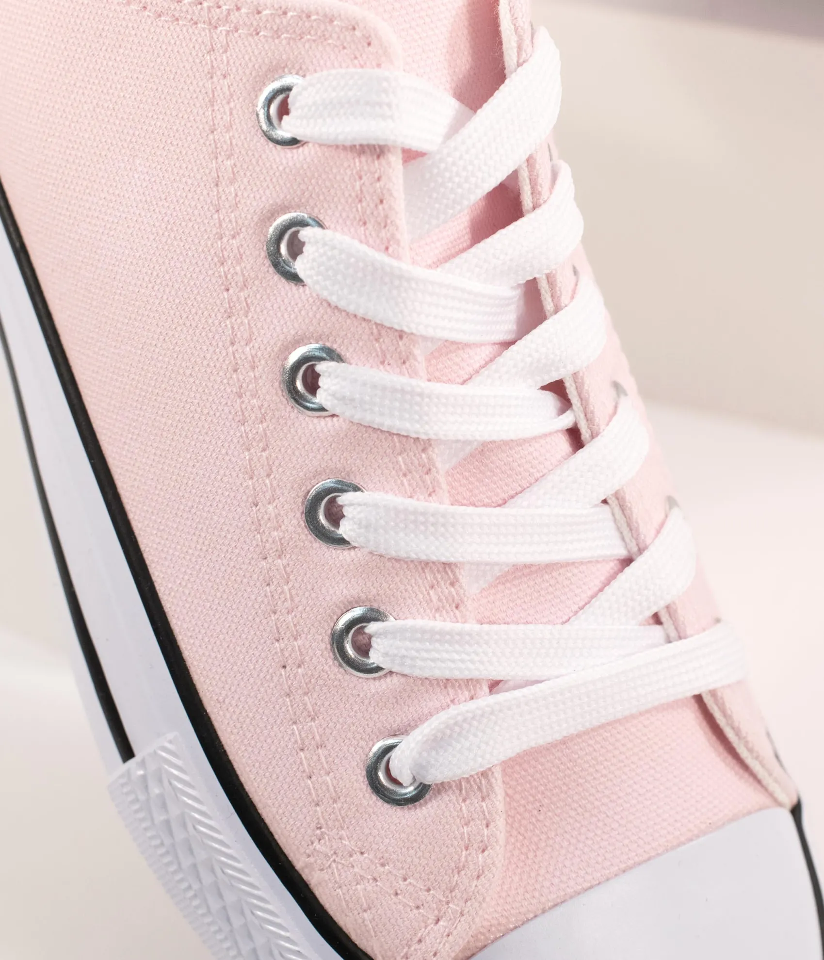 Unique Vintage Light Pink Lace Up Canvas Sneakers Online