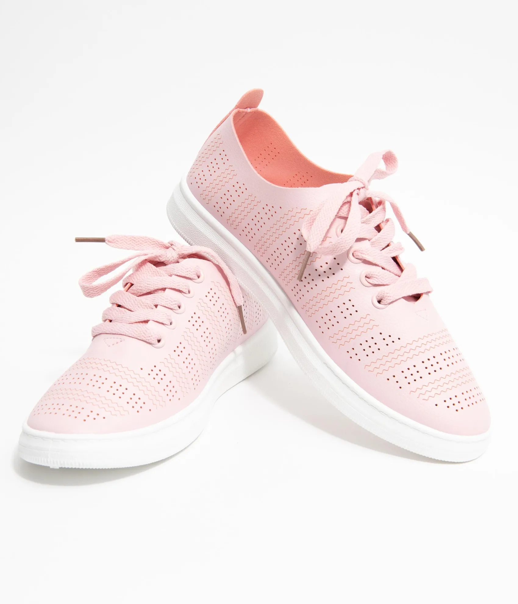 Unique Vintage Light Pink Perforated Sneakers Flash Sale