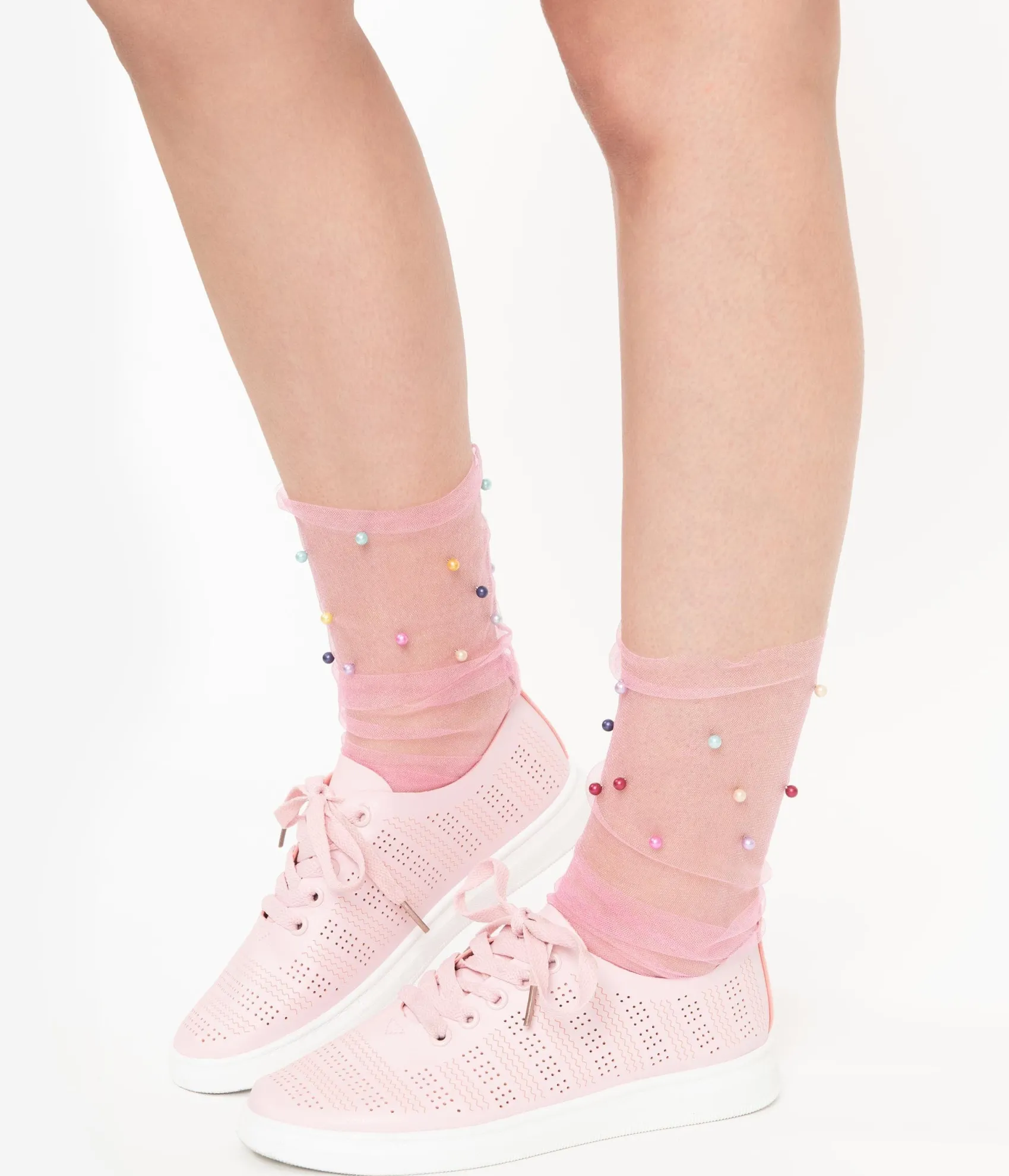 Unique Vintage Light Pink Perforated Sneakers Flash Sale