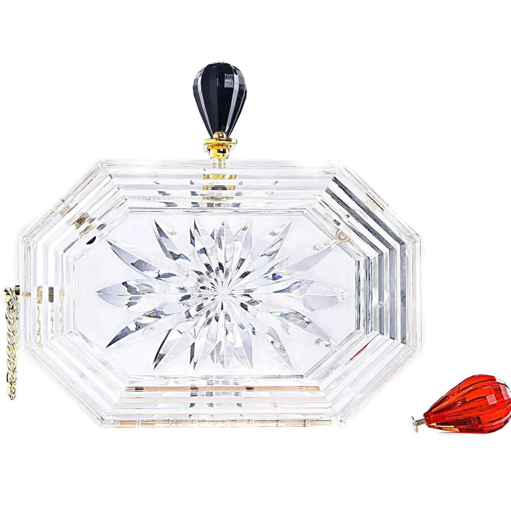 Unique Vintage Milanblocks Clear Acrylic Perfume Bottle Box Clutch Handbag Flash Sale