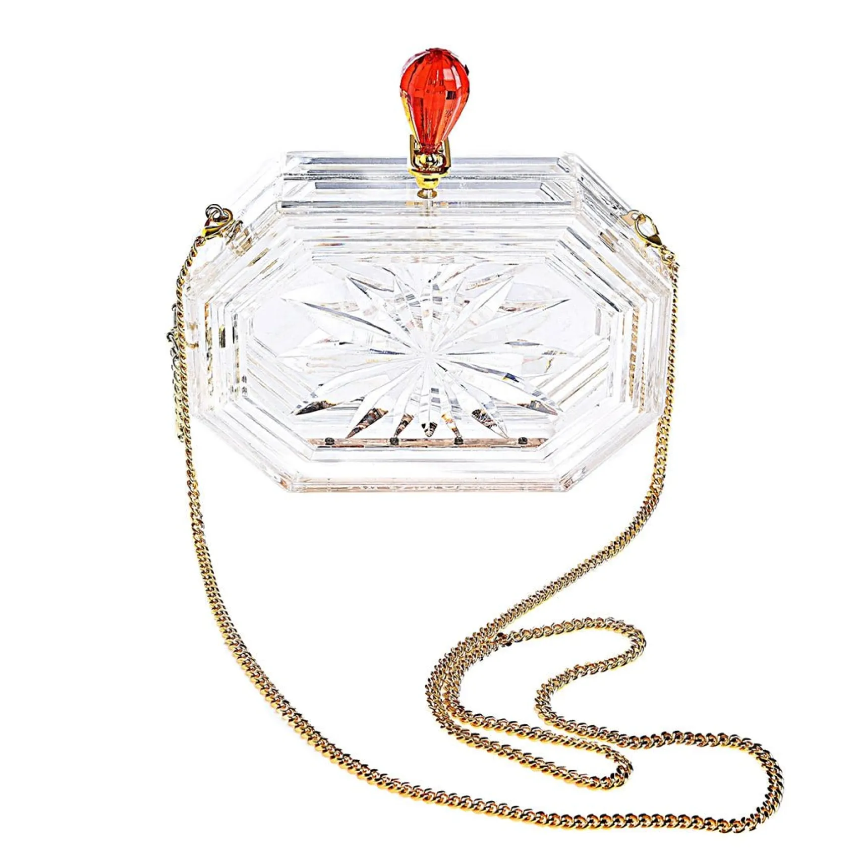 Unique Vintage Milanblocks Clear Acrylic Perfume Bottle Box Clutch Handbag Flash Sale