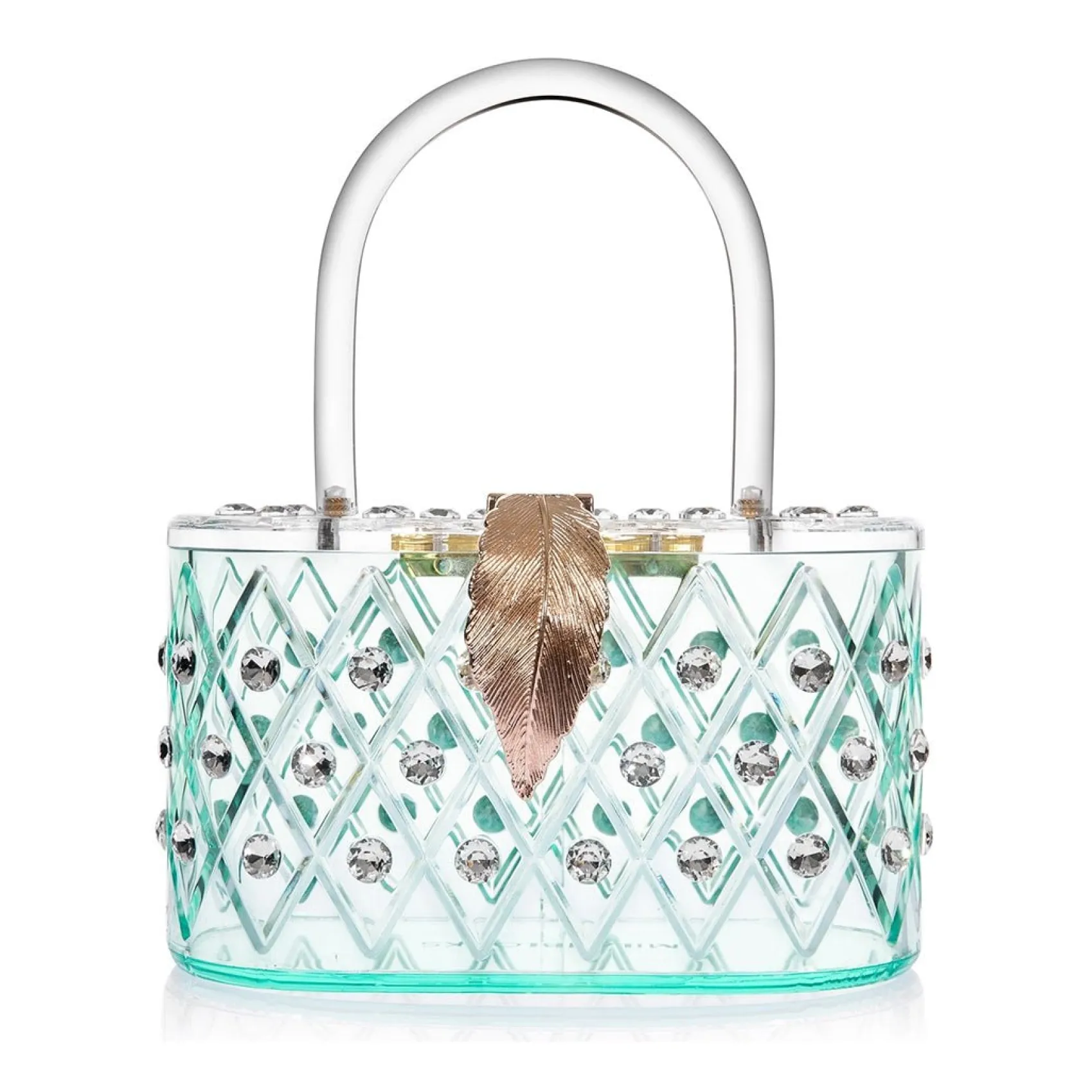 Unique Vintage Milanblocks 1950s Spearmint Ice Crystal Acrylic Box Clutch Handbag Online