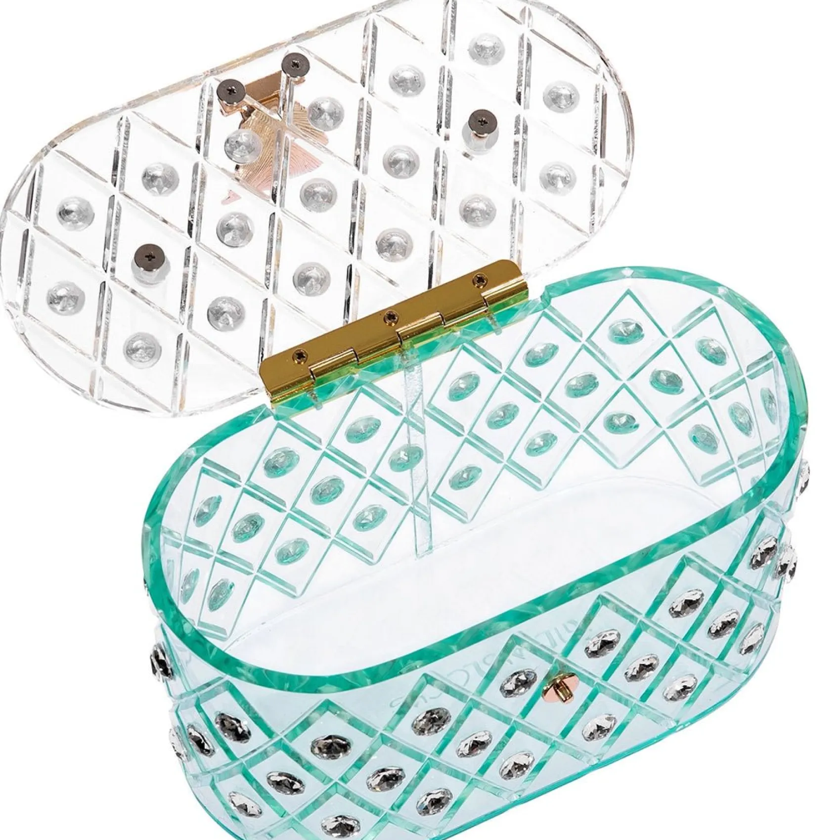 Unique Vintage Milanblocks 1950s Spearmint Ice Crystal Acrylic Box Clutch Handbag Online