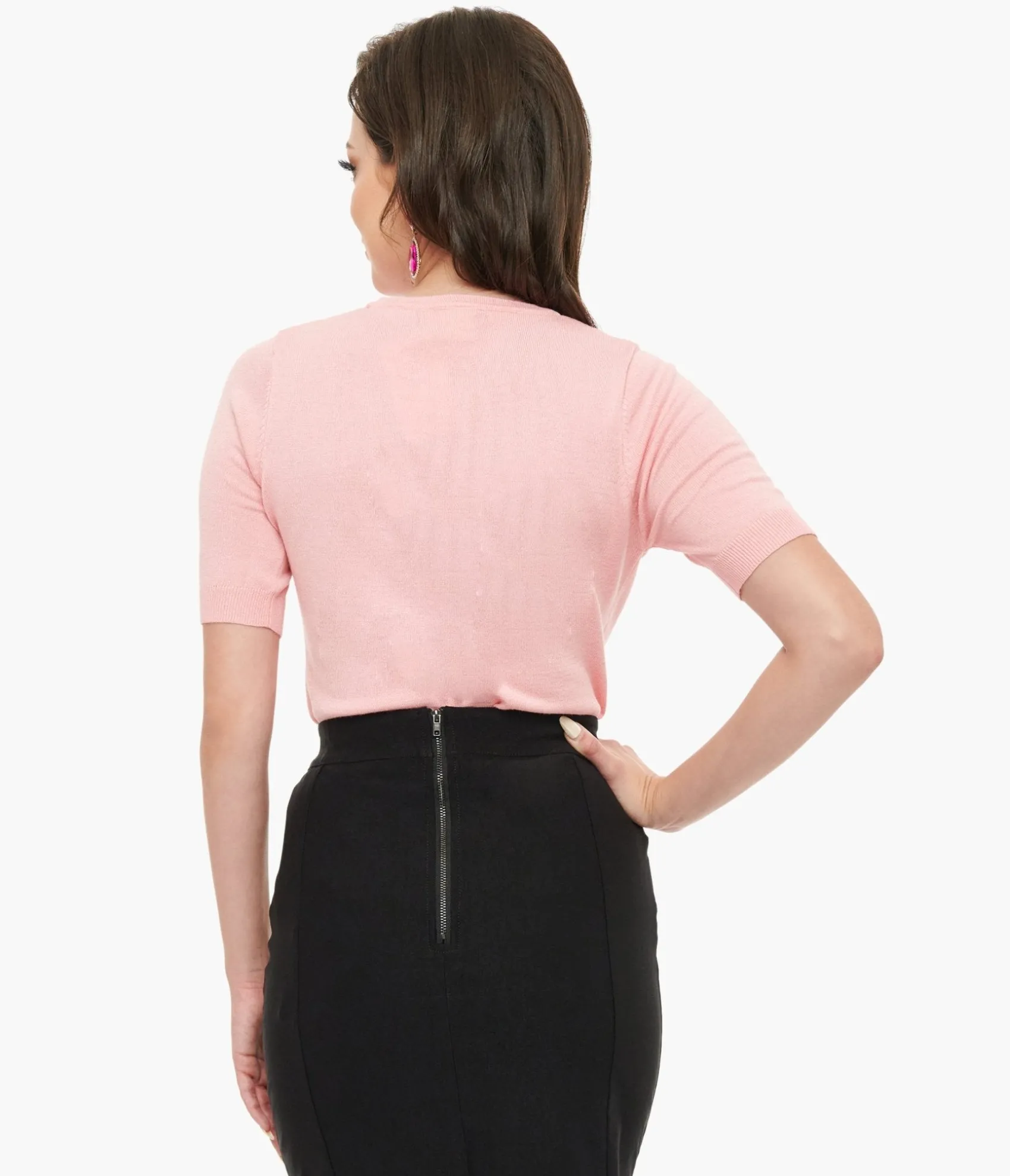Unique Vintage Mischief Made Pink Mean Ghoul Short Sleeve Sweater Discount