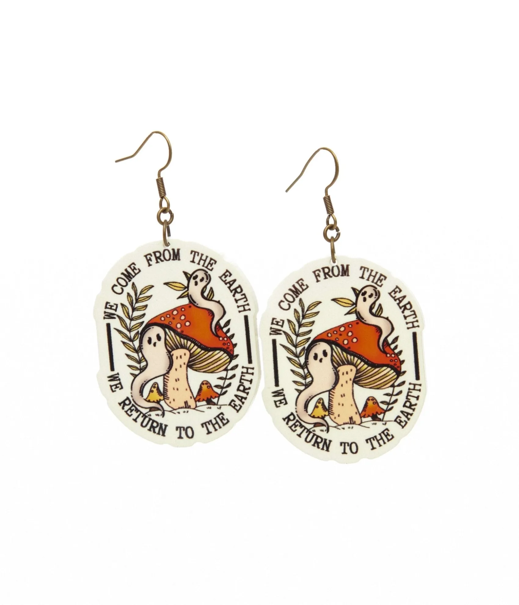 Unique Vintage Mushrooms & Ghosties Cottagecore Earrings Discount