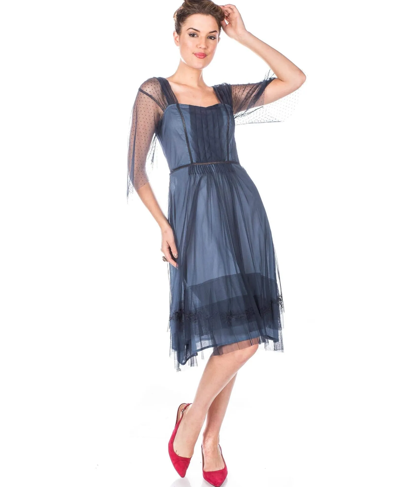 Unique Vintage Nataya 1920s Indigo Vintage Style Flapper Dress Hot