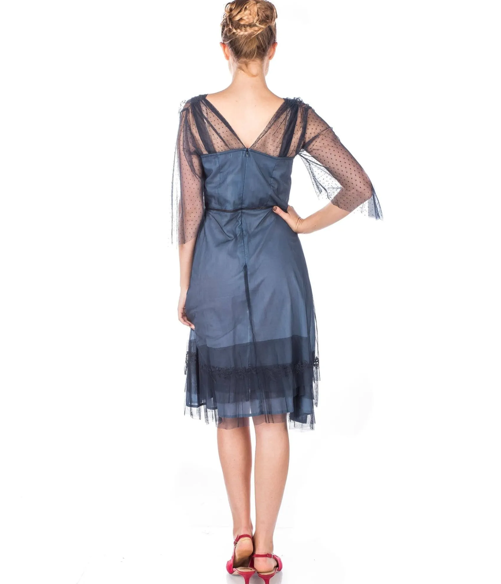 Unique Vintage Nataya 1920s Indigo Vintage Style Flapper Dress Hot